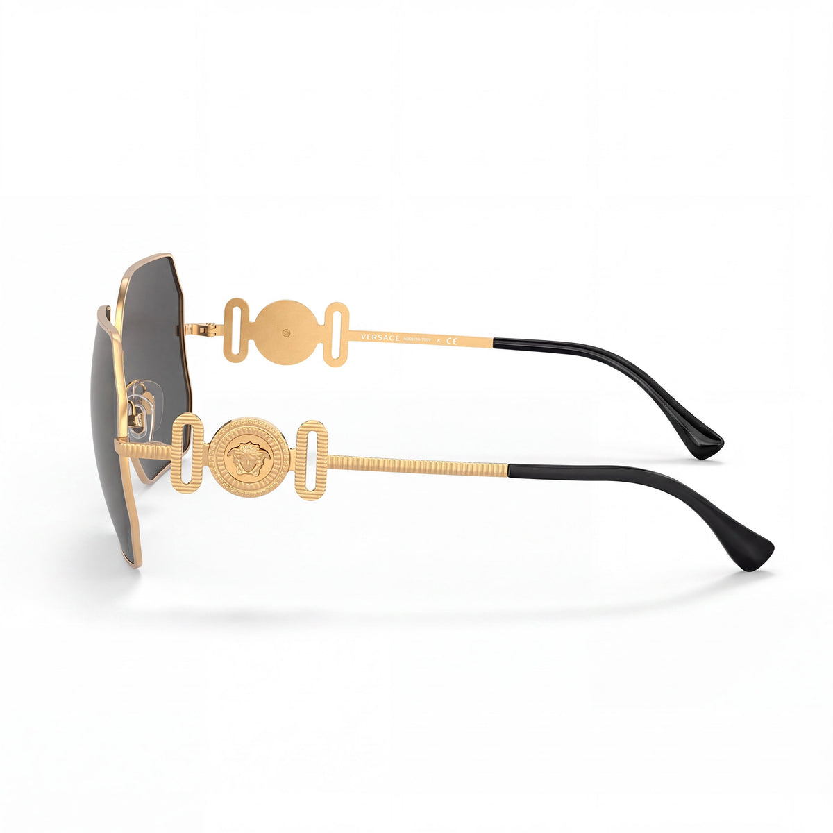 Gafas de sol Versace 0VE224810027P58 para mujer de metal dorado, espejo marrón dorado, con protección UV, no polarizadas, compatibles con lentes graduadas, 58 mm, Photo 3