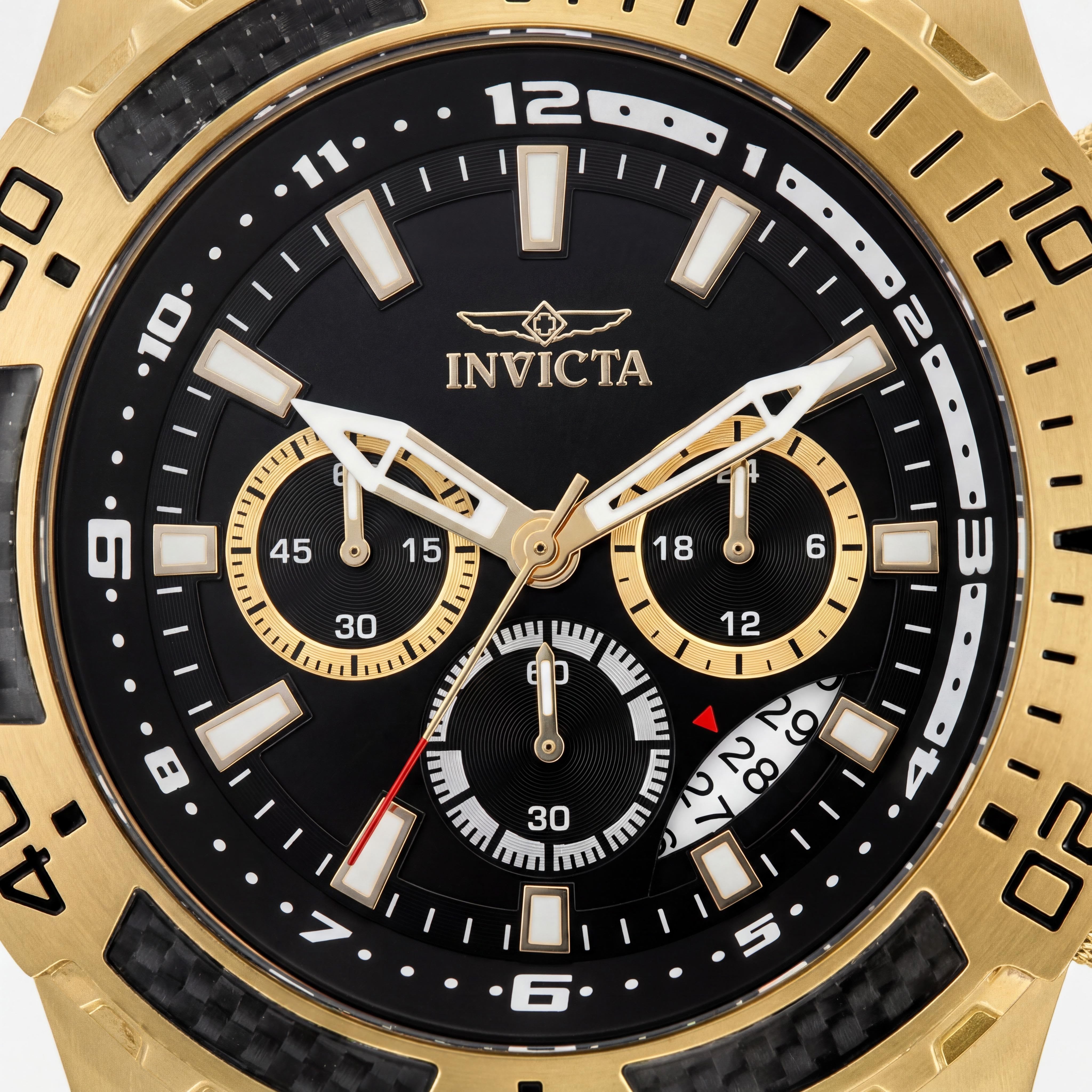 Invicta Men's Pro Diver Quartz Chronograph Black Dial Yellow Gold Plated Stainless Steel 51mm Watch, Photo 2