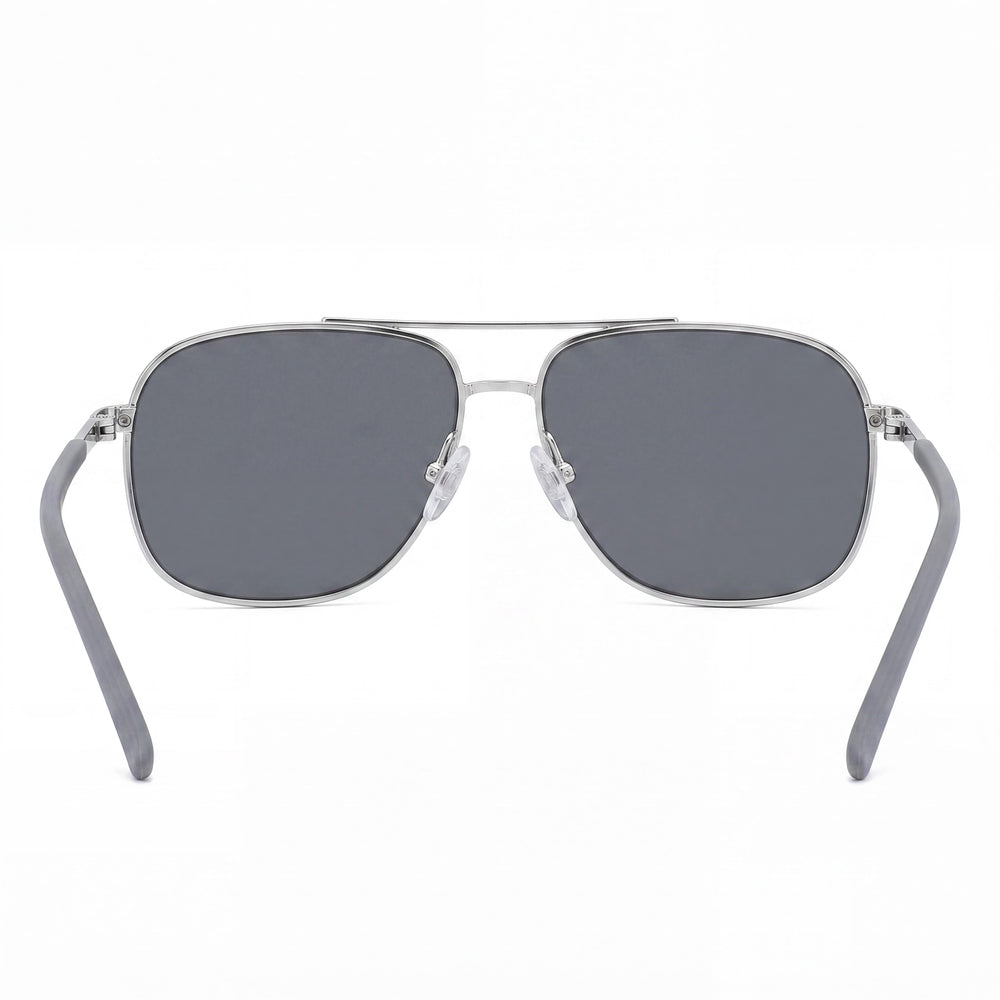 Columbia C115SP MIST TRAIL Men's Navigator Polarized UV Protected Shiny Silver Metal Blue Revo Sunglasses 57mm