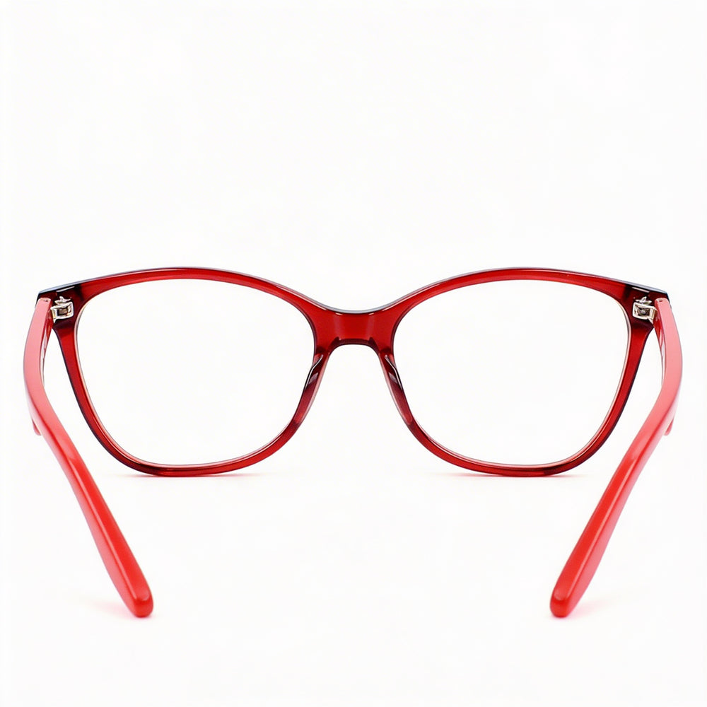 Gafas ópticas Carrera Ca 5501 para mujer, de plástico metalizado rojo burdeos, con lentes no transparentes, 52 mm