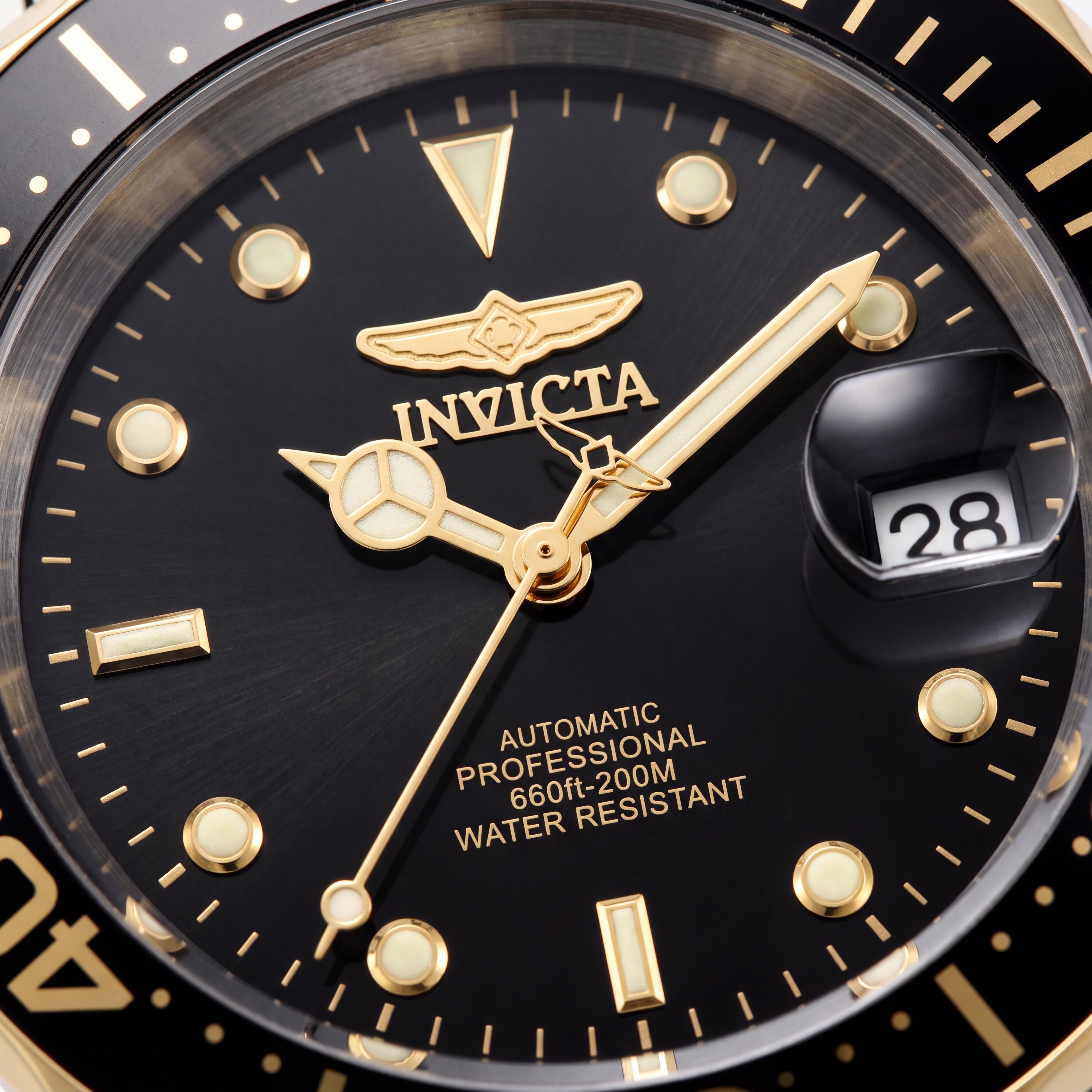 Invicta Diving Men's Automatic Two-Tone Stainless Steel Black Dial Diver Watch 40mm, 200M Water Resistant, Photo 2