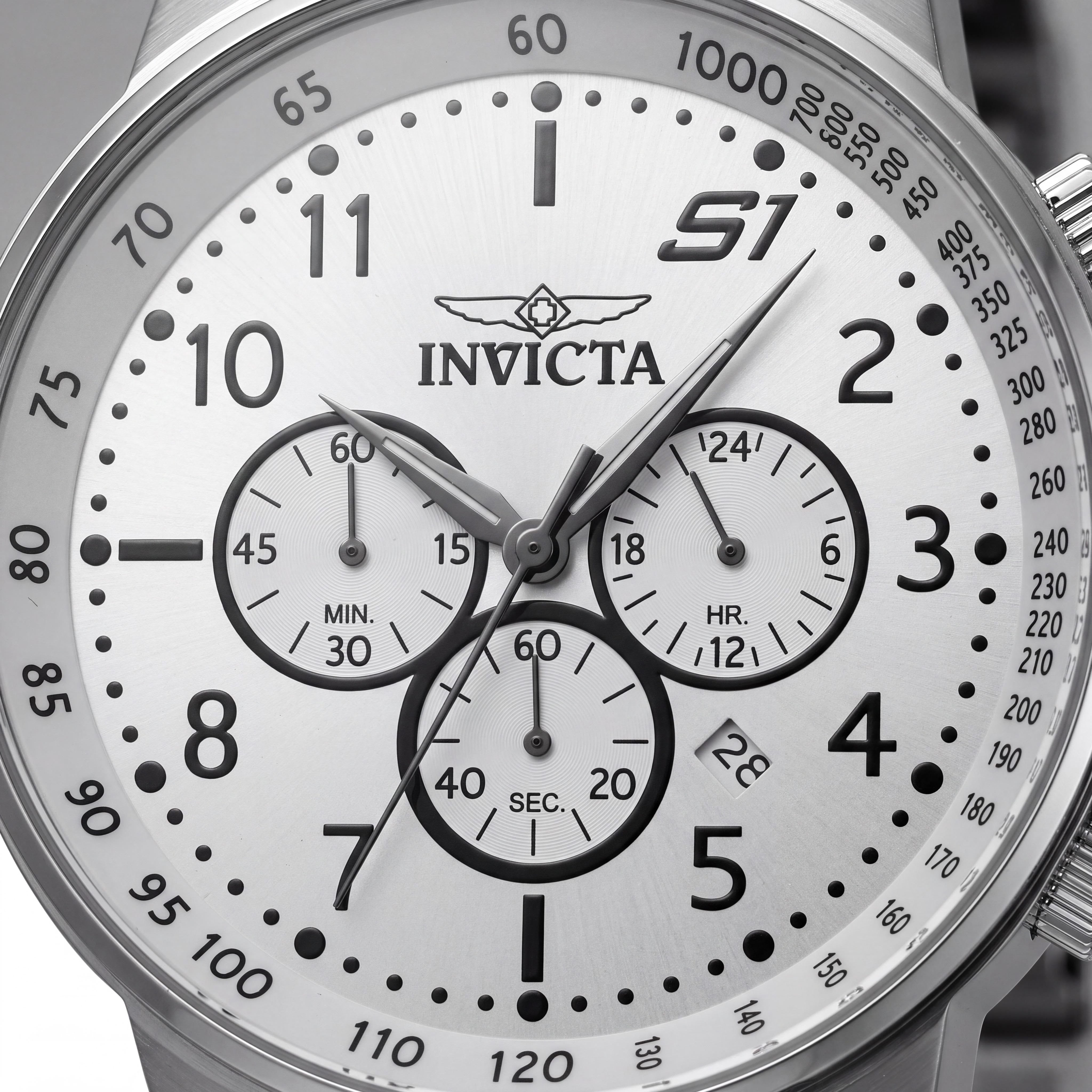 Invicta 23078 Quartz Watch Men's Chronograph with Silver Stainless Steel Case and Bracelet 49mm Case Diameter, Photo 2