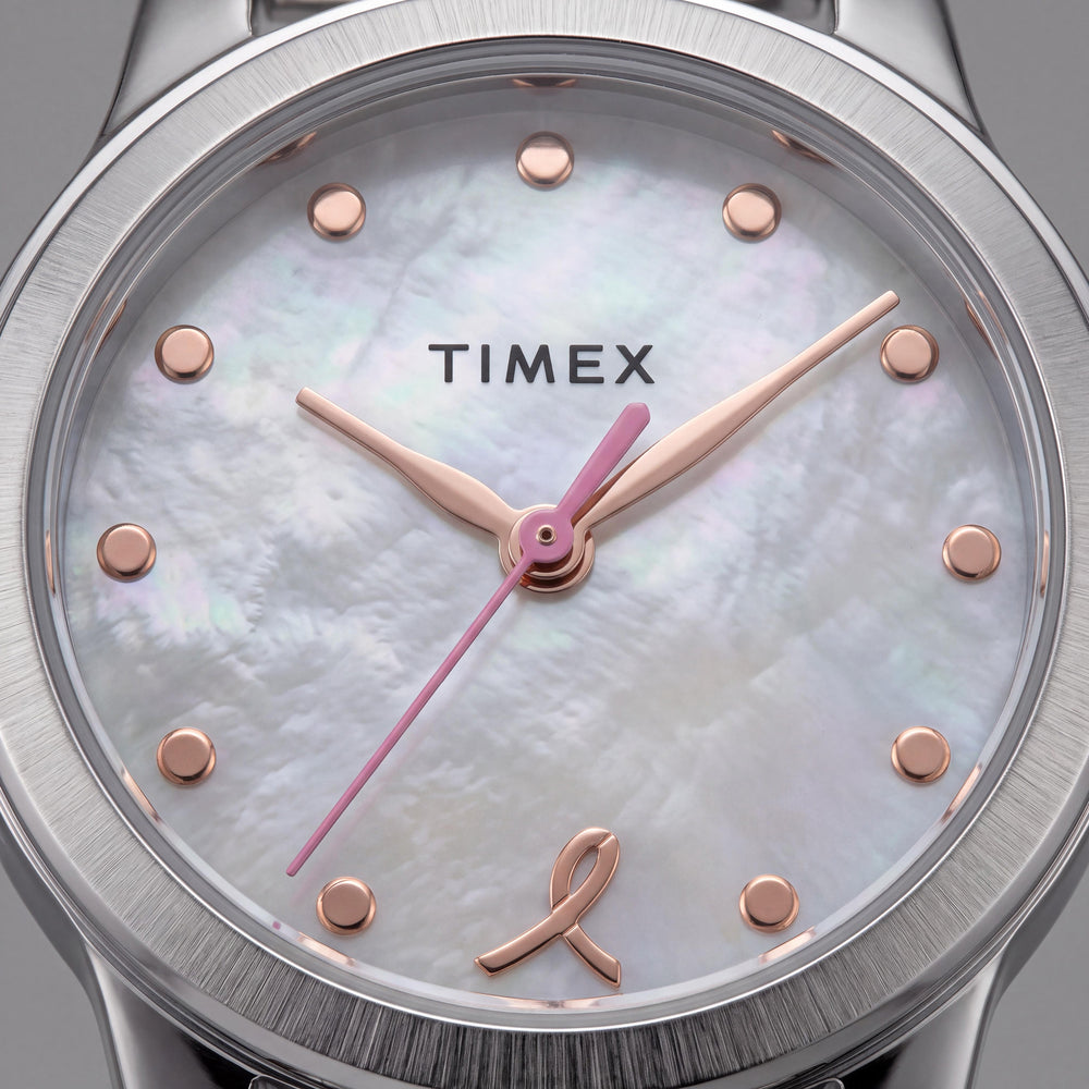 Timex Main Street Women's Silver-Tone Steel Dress Watch with White Mother-of-Pearl Dial and Quartz Movement
