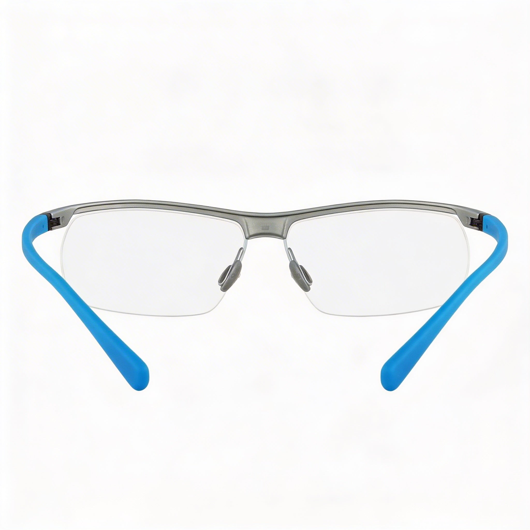 Nike 7071/2 Men's Matte Silver, Light Blue Plastic Frame non- Eyeglasses with Clear Demo Lenses 57mm, Photo 4