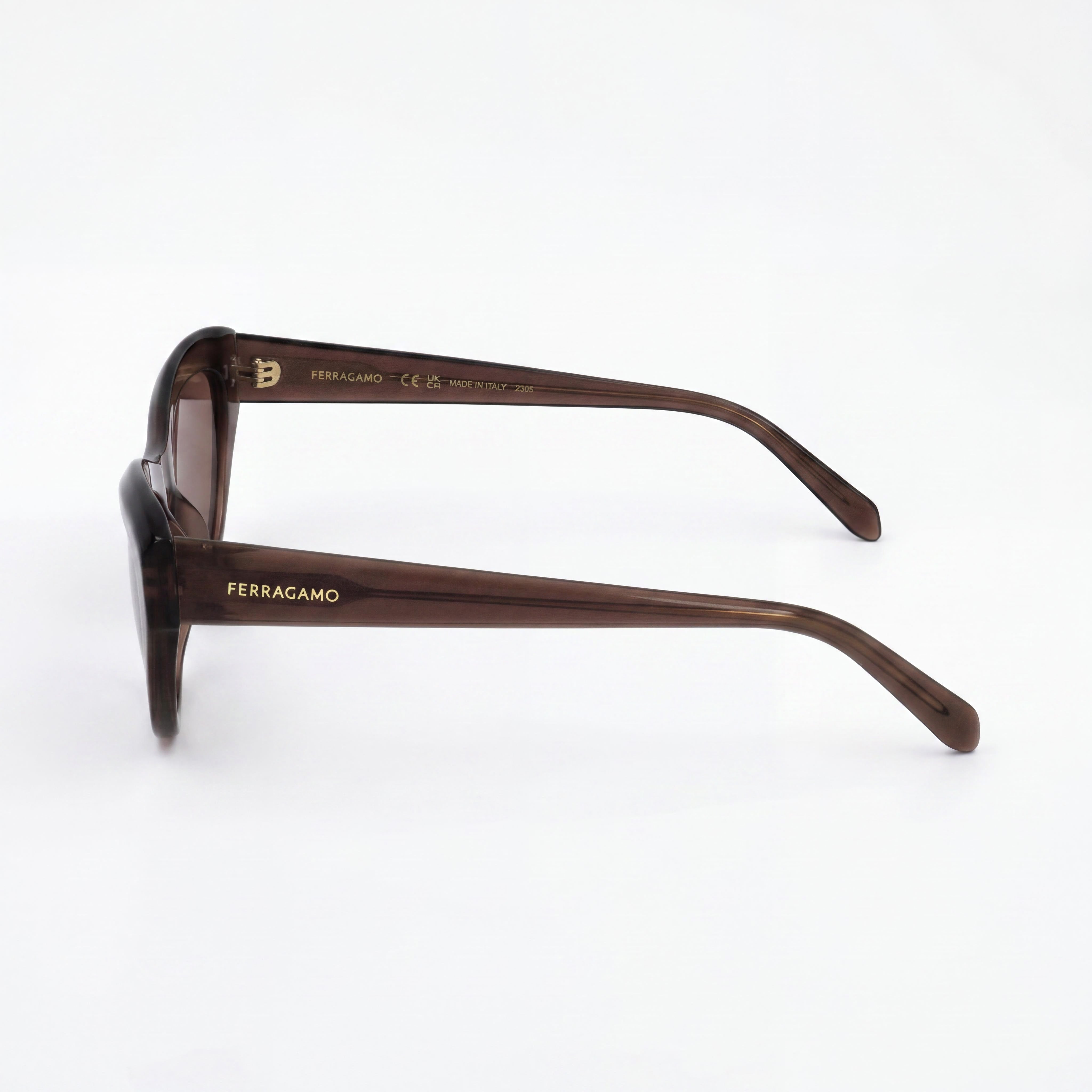 Gafas de sol Salvatore Ferragamo SF1103S de acetato transparente marrón para mujer con lentes marrones y protección UV 55 mm, Photo 3
