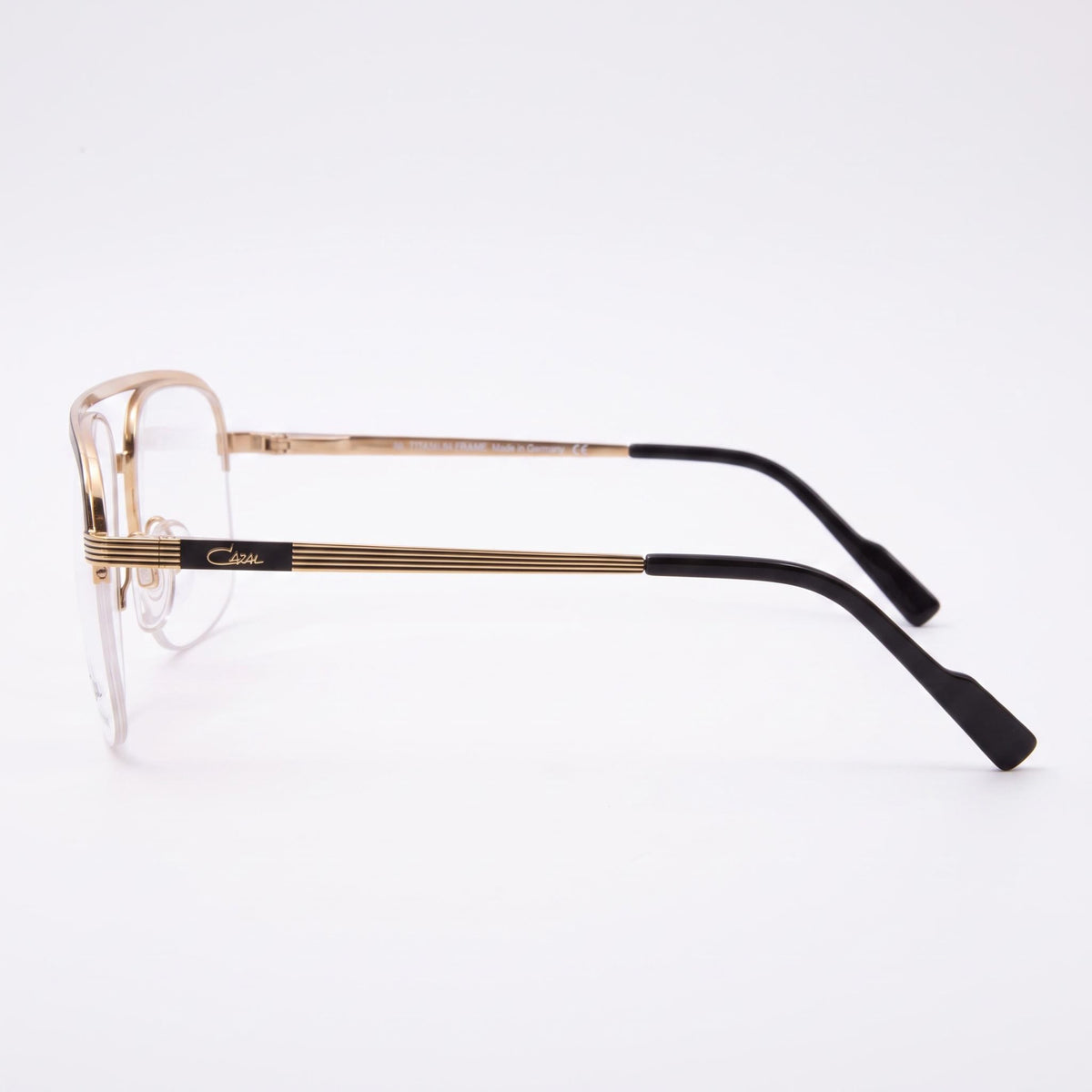 Cazal 7095 Men's Eyeglasses with Black Gold Titanium Semi Rim Square Shape Frame 57mm, Photo 2