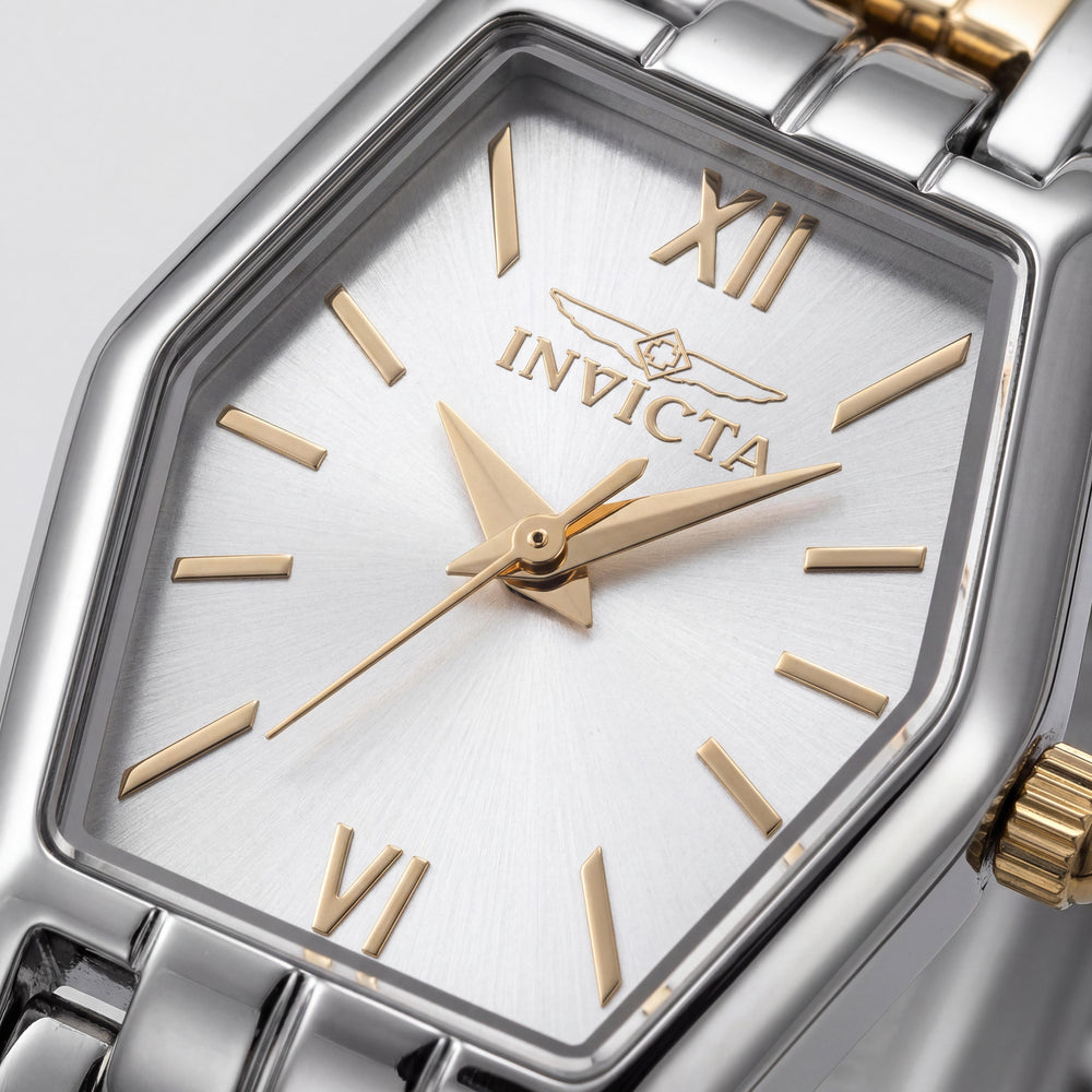 Invicta Angel Collection 48128 Reloj unisex de cuarzo con caja de acero inoxidable plateado de 20 mm y esfera plateada