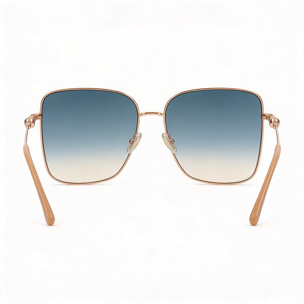 Gafas de sol Jimmy Choo Hester/S para mujer, armazón de acero inoxidable en color dorado y nude, lentes grises degradadas doradas, 100% protección UV, 59-15-145mm