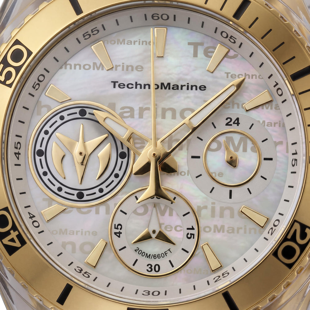 TechnoMarine TM-120029 Women's Cruise California Quartz Watch, Black Silicone, Gold Tone, 200m WR, 40.57mm