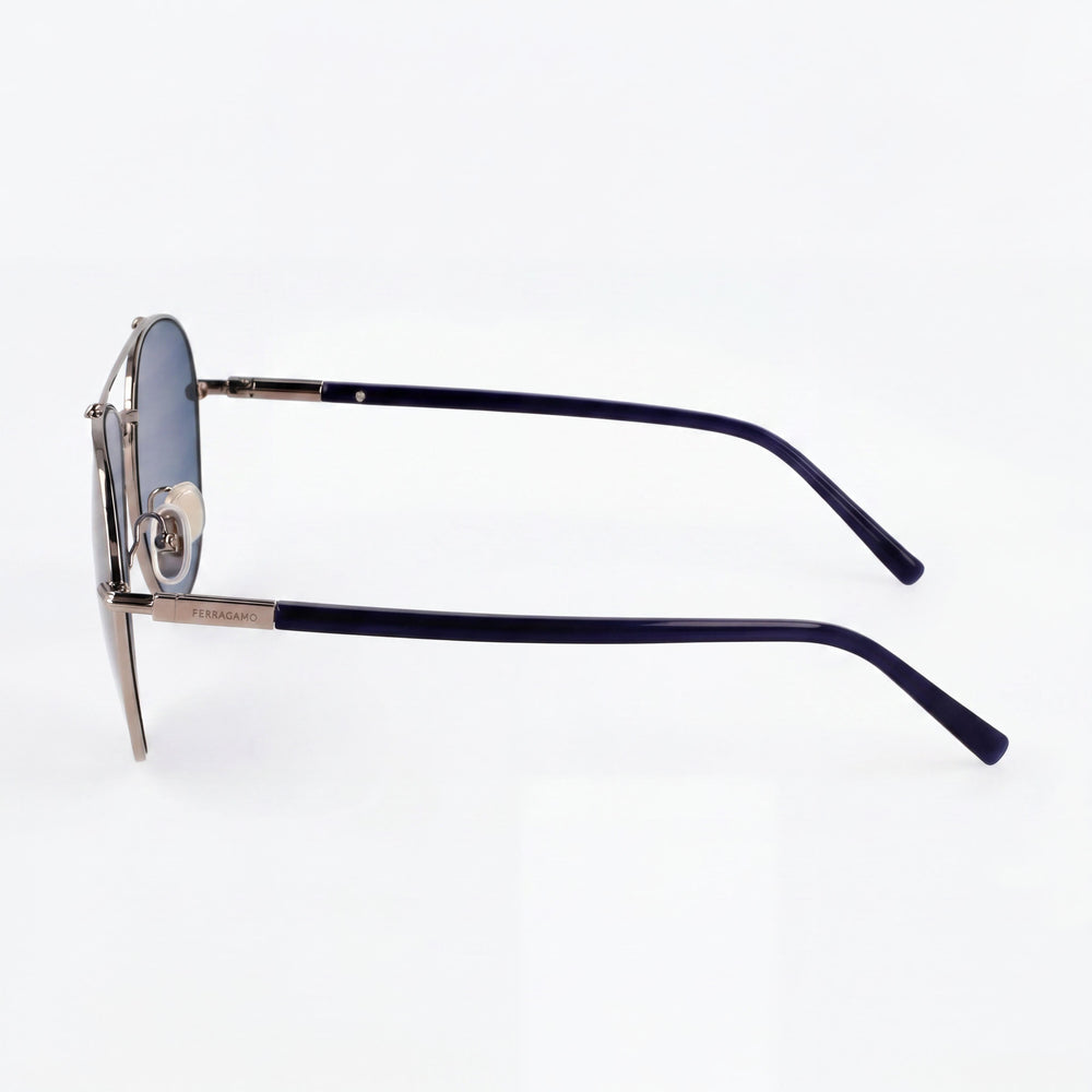 Ferragamo Modern Men's Light Ruthenium Blue Metal Sunglasses 61mm