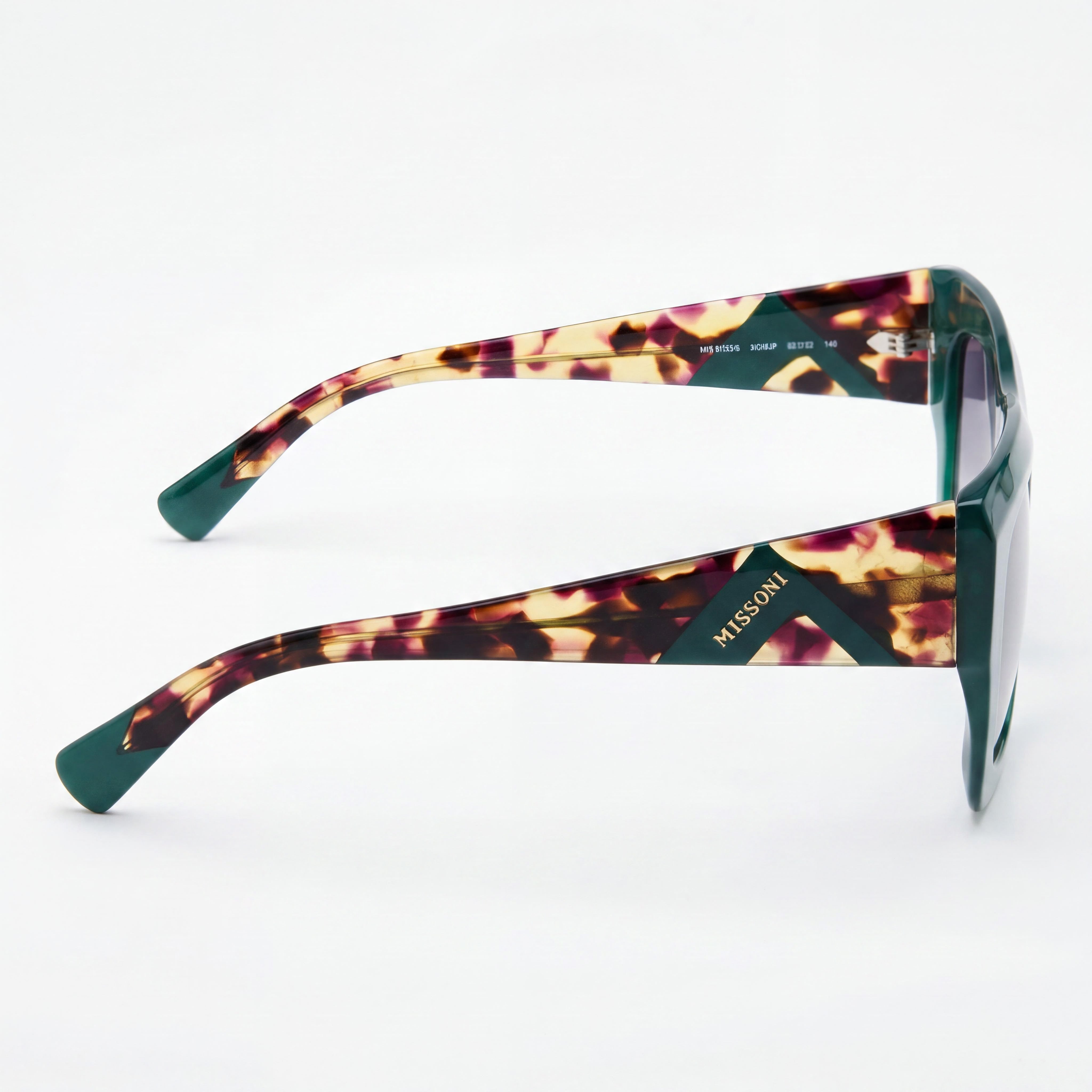 M Missoni Modern Women's Full Rim Flat Top Green Havana Acetate UV Protected Sunglasses 52-22-140, Photo 3