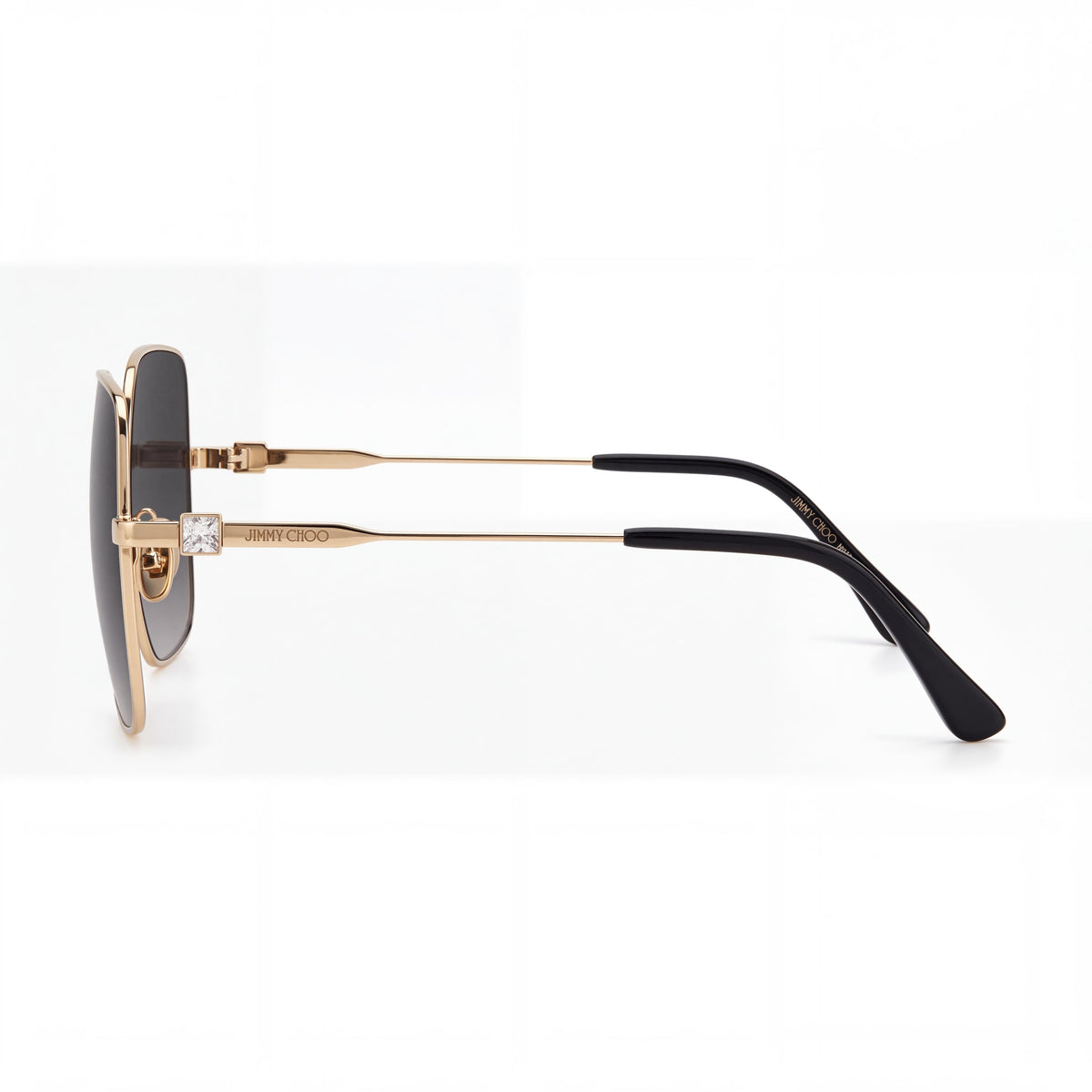 Gafas de sol para mujer JIMMY CHOO Lili/S de montura cuadrada de acero inoxidable en color negro y dorado con protección UV, 58 mm, Photo 3