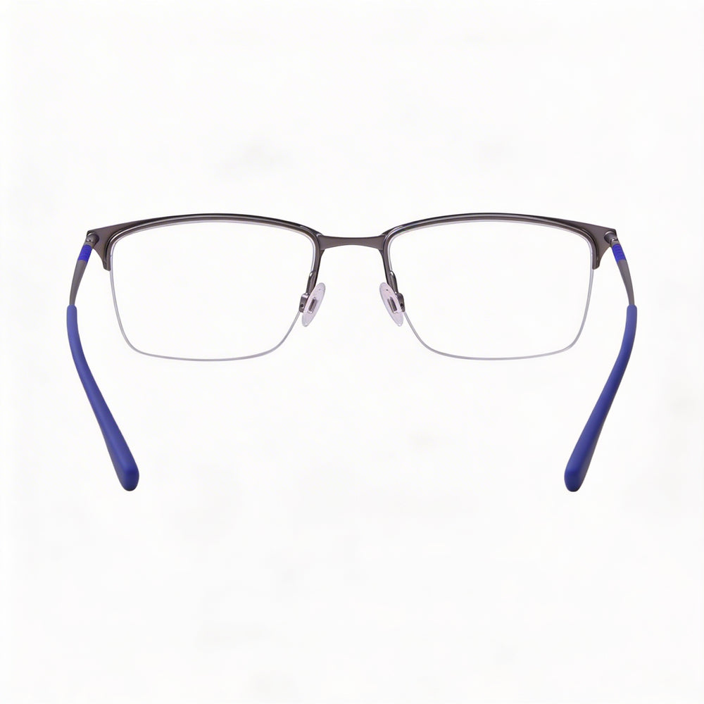 Gafas de sol Flexon E1130 para hombre, rectangulares, de metal, con montura semicircular, lentes plateadas mate, puente de 55 mm, patillas de 20 mm y 145 mm