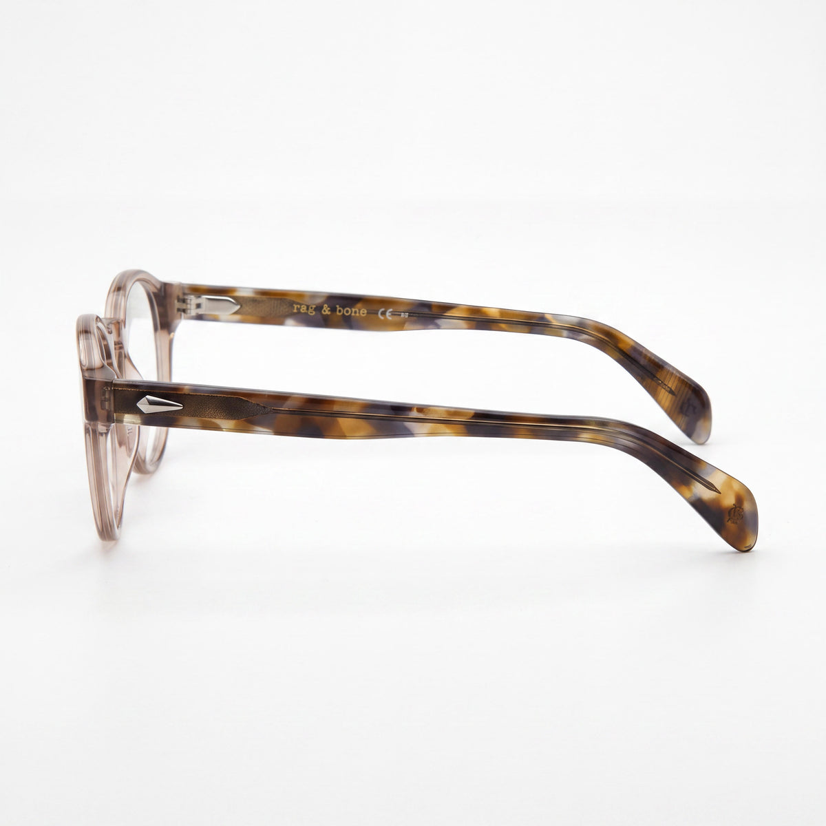Gafas modernas rag & bone para hombre, acetato beige transparente, montura completa ovalada, 48-22-145, Photo 2