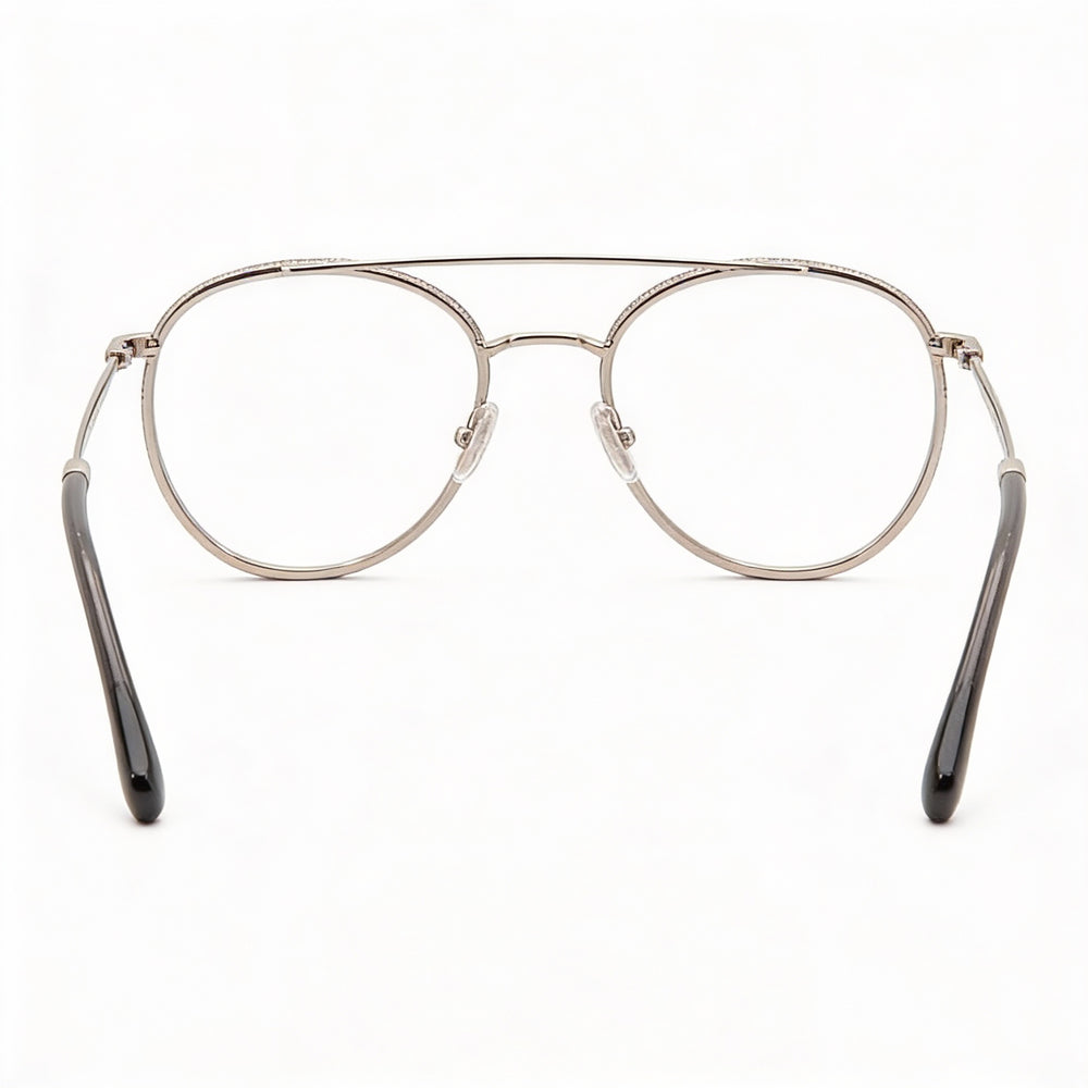 JIMMY CHOO Jimmy Choo 230 Gafas unisex redondas de acero inoxidable con cristales plateados y purpurina, 51 mm
