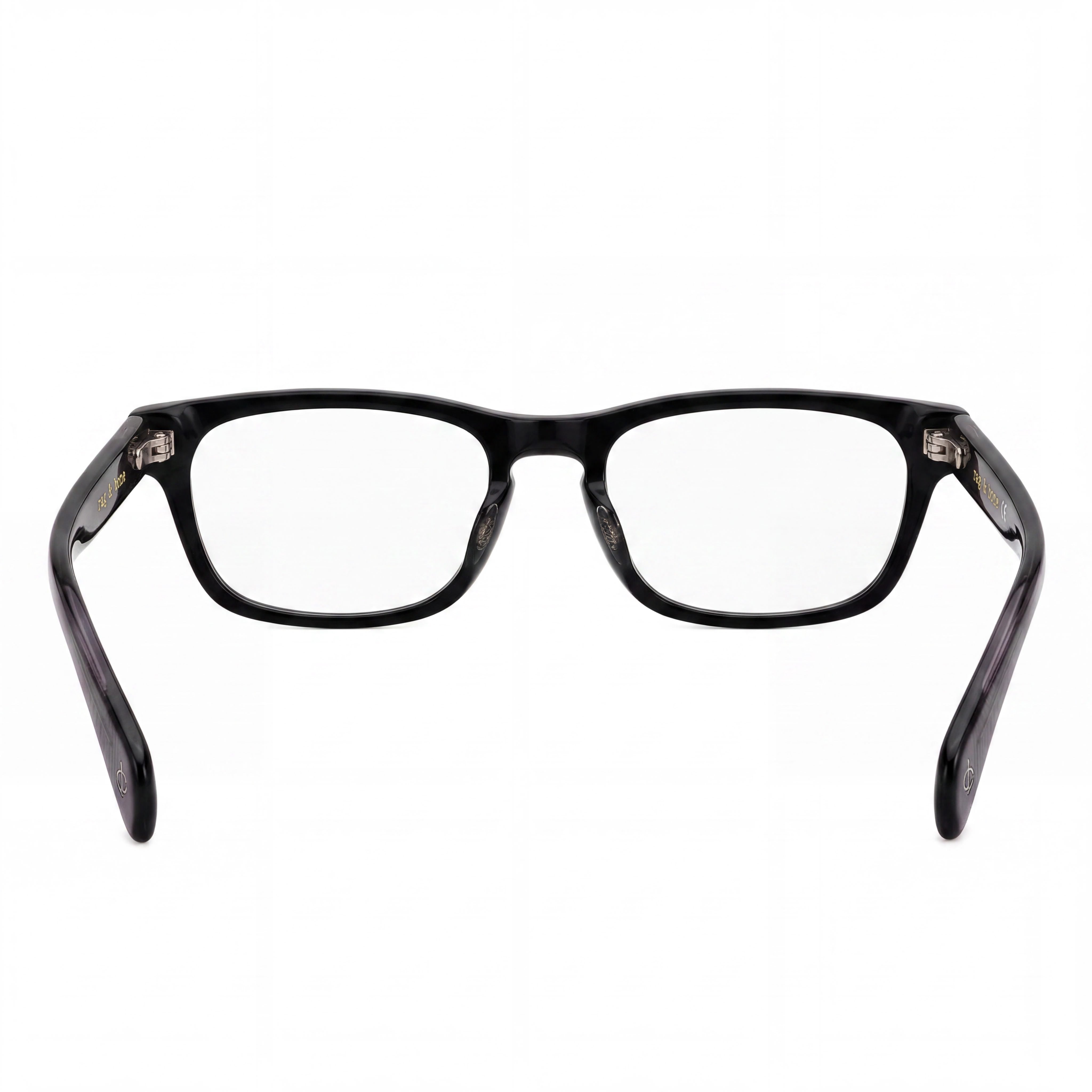 rag & bone Casual Men's Eyewear with Black Acetate Frame, Transparent Lenses, Size 54-18-145, Photo 3