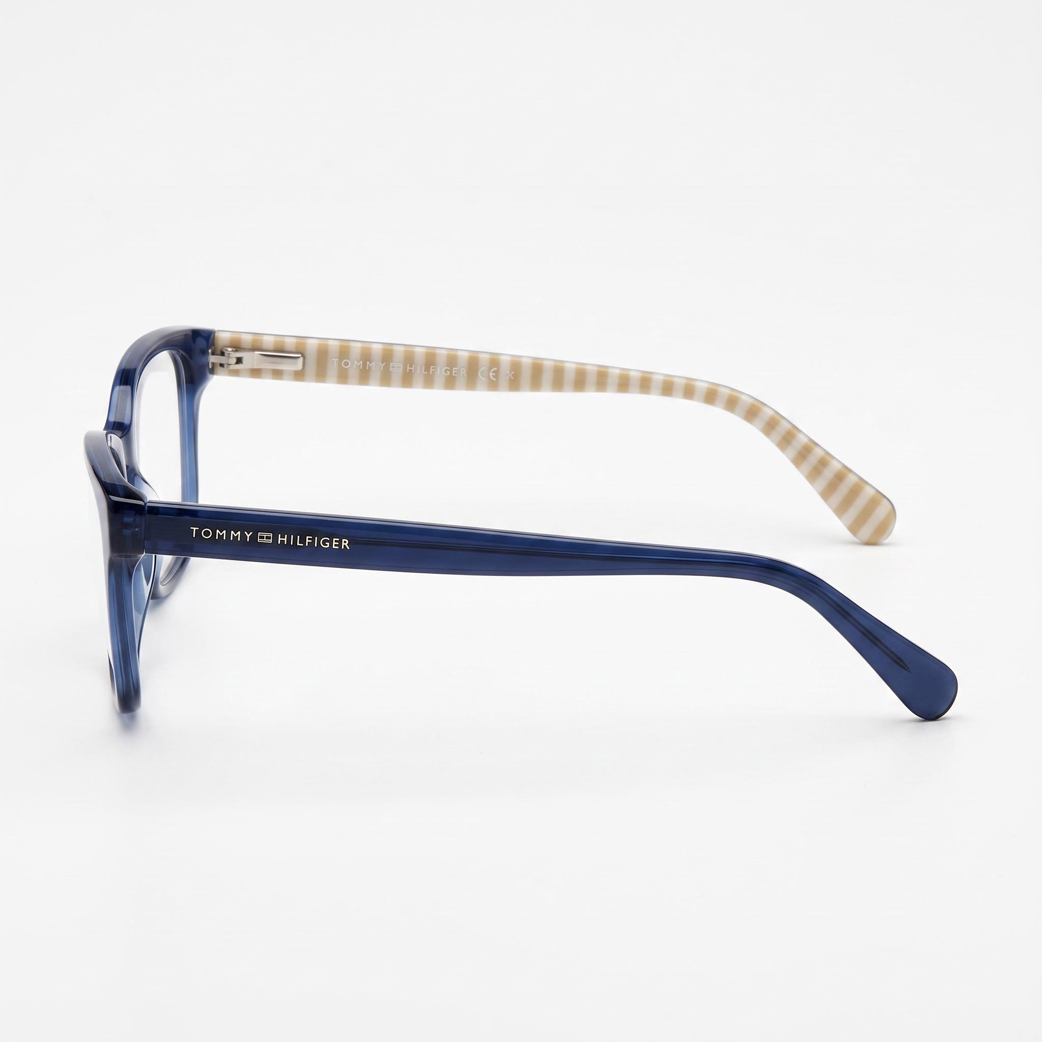 Tommy Hilfiger Gafas Ópticas Rectangulares Cuadradas de Plástico para Mujer, Diseño Azul Blanco 52 mm, Photo 3