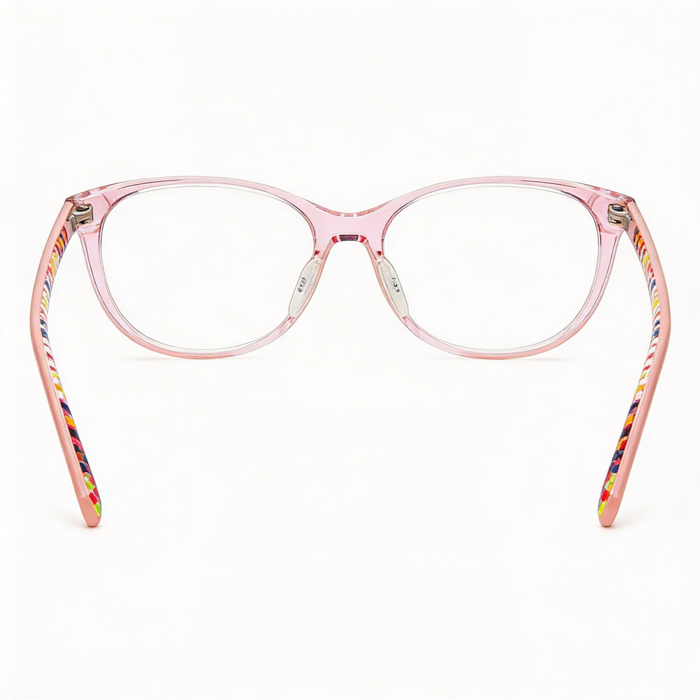 Colección Missoni Graphic Zig Zag: monturas ópticas modernas y femeninas de acetato rosa con montura completa de 52 mm para mujer