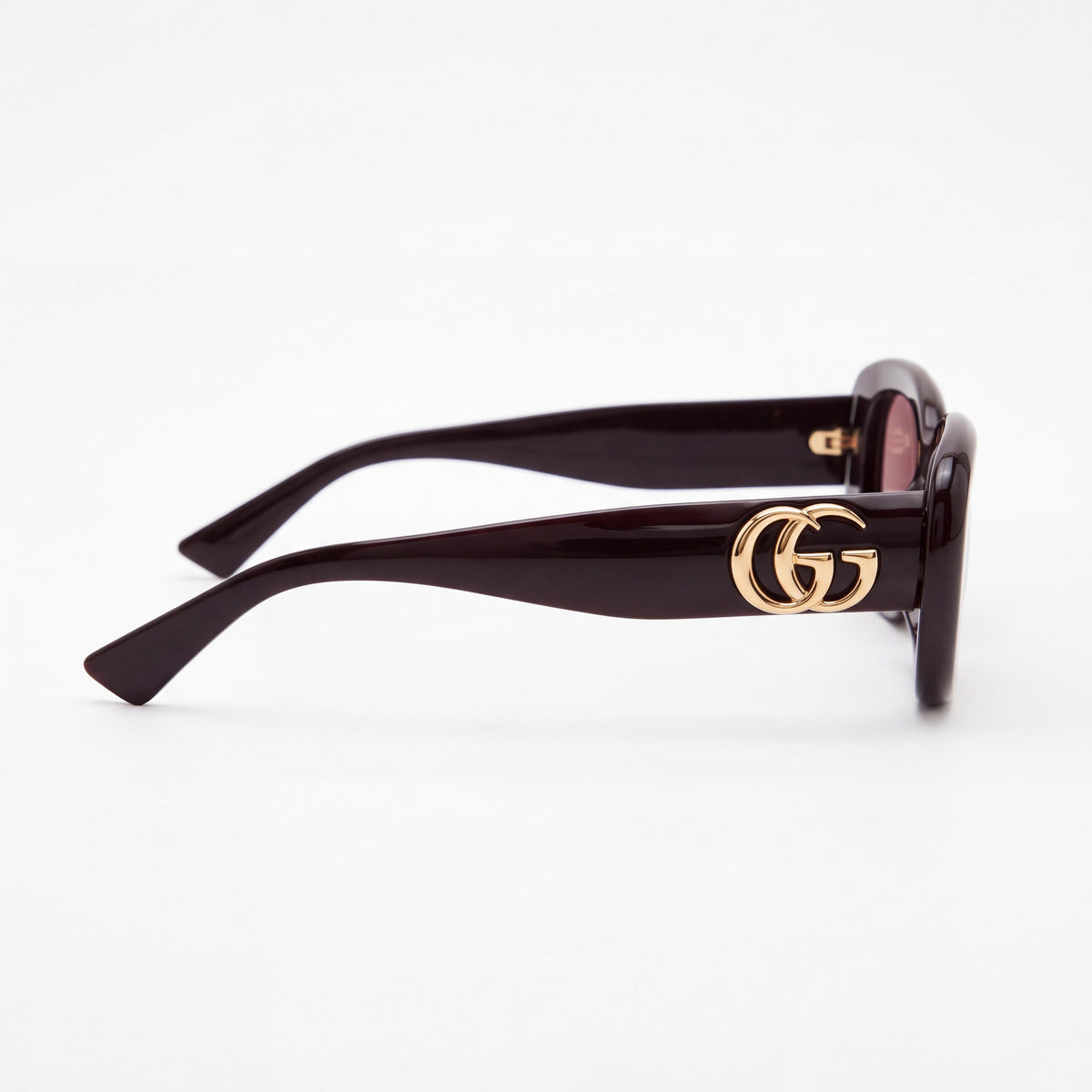 Gafas de sol Gucci Modern para mujer con montura ovalada de plástico no polarizado, montura marrón violeta, lentes moradas, 53-18-145 mm, Photo 3