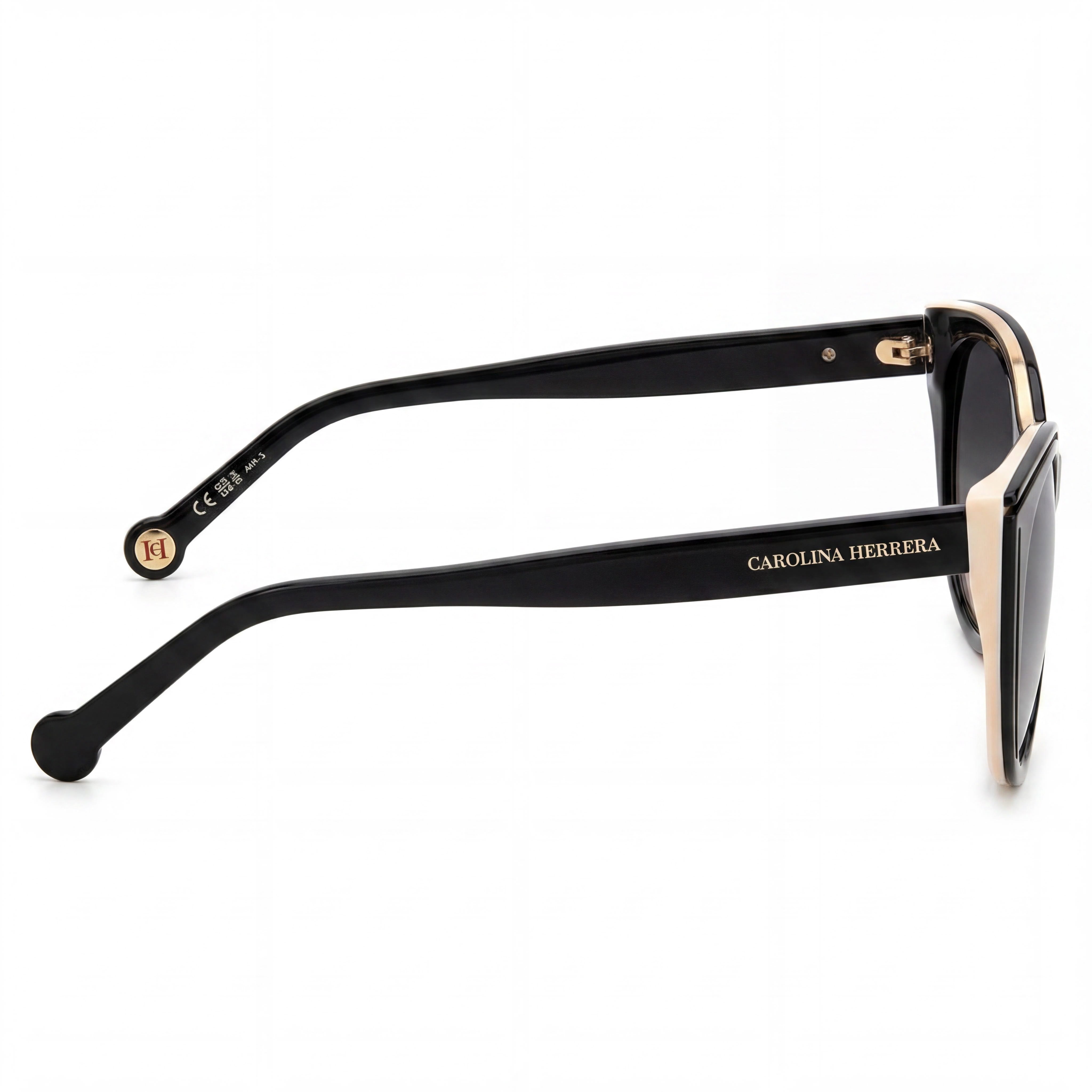 Gafas de sol Carolina Herrera Modern para mujer, de plástico, color negro, nude, gris oscuro, sin polarizar, con protección UV, 56-17-145, Photo 3