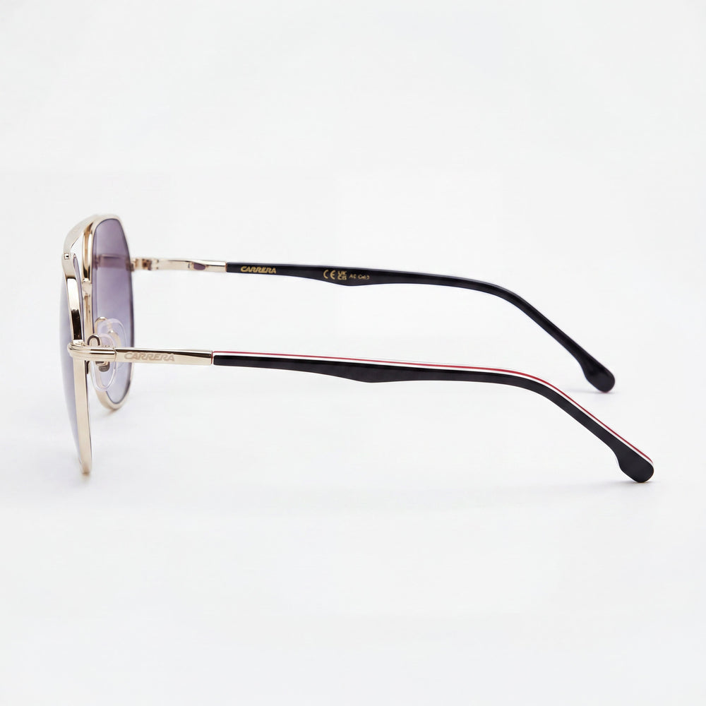 Gafas de sol unisex modernas Carrera 303/s de acero inoxidable, con rayas doradas y negras, protección UV, 53 mm