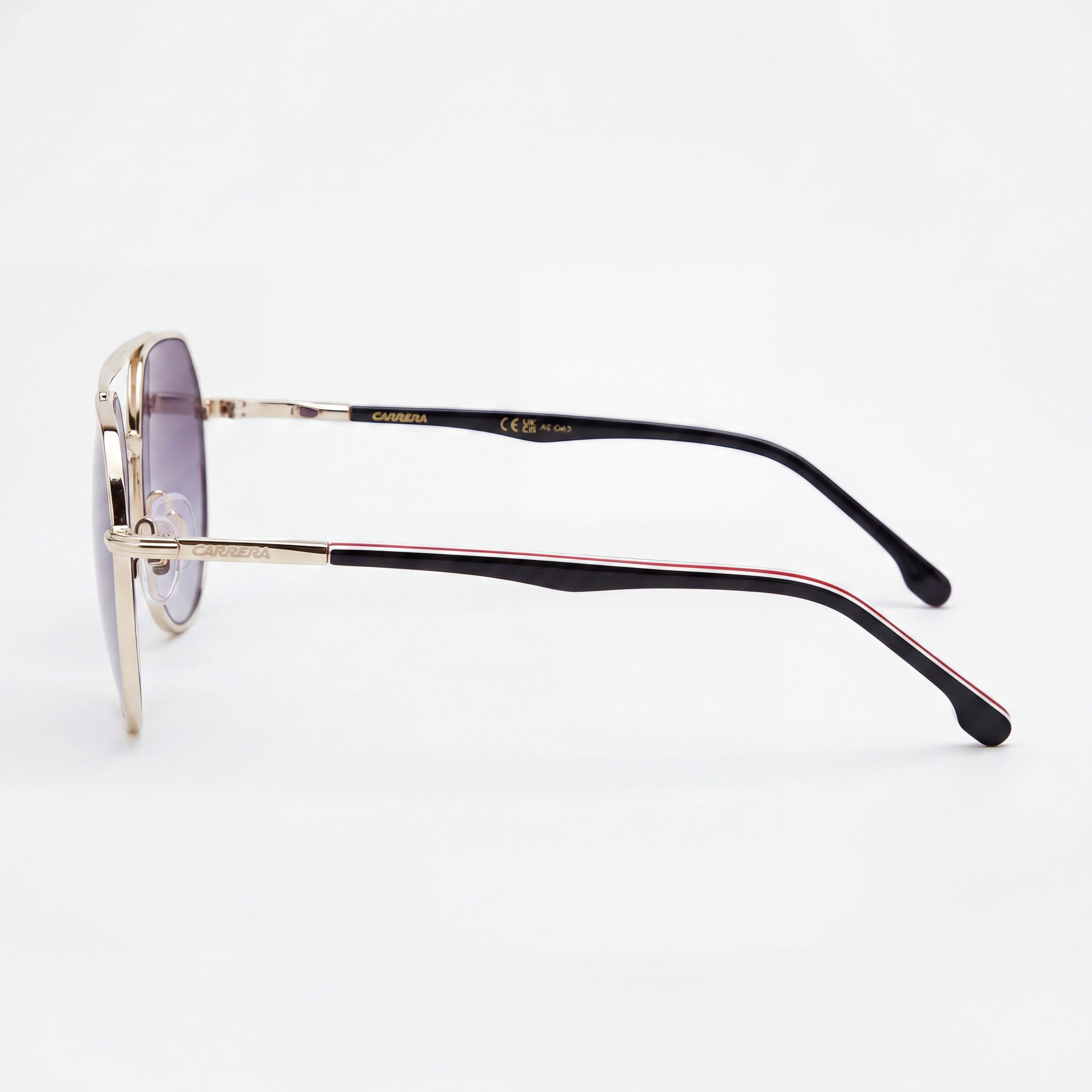 Gafas de sol unisex modernas Carrera 303/s de acero inoxidable, con rayas doradas y negras, protección UV, 53 mm, Photo 3