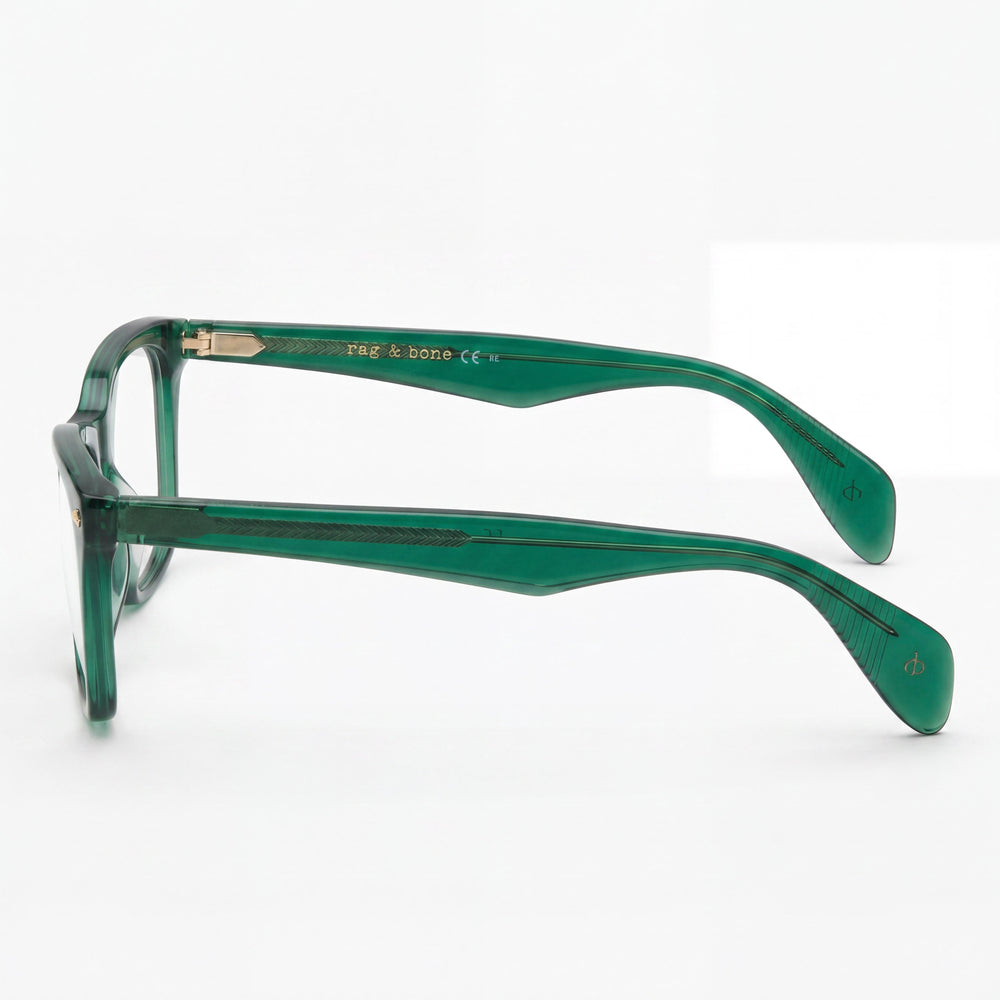 Gafas de acetato transparentes verdes ojo de gato de montura completa Rag & Bone para mujer 53 mm