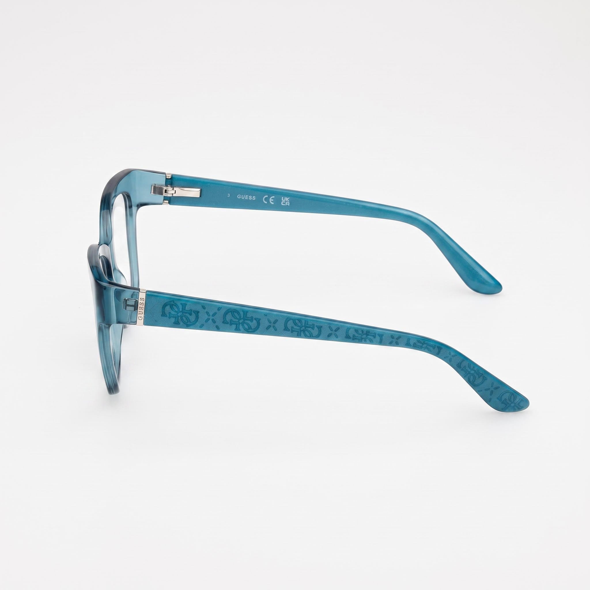Guess Women's Gu50233 Eyeglasses Frames with Turquoise/Pearl Plastic Frame & Transparent Polycarbonate Lenses, 53mm, Photo 2
