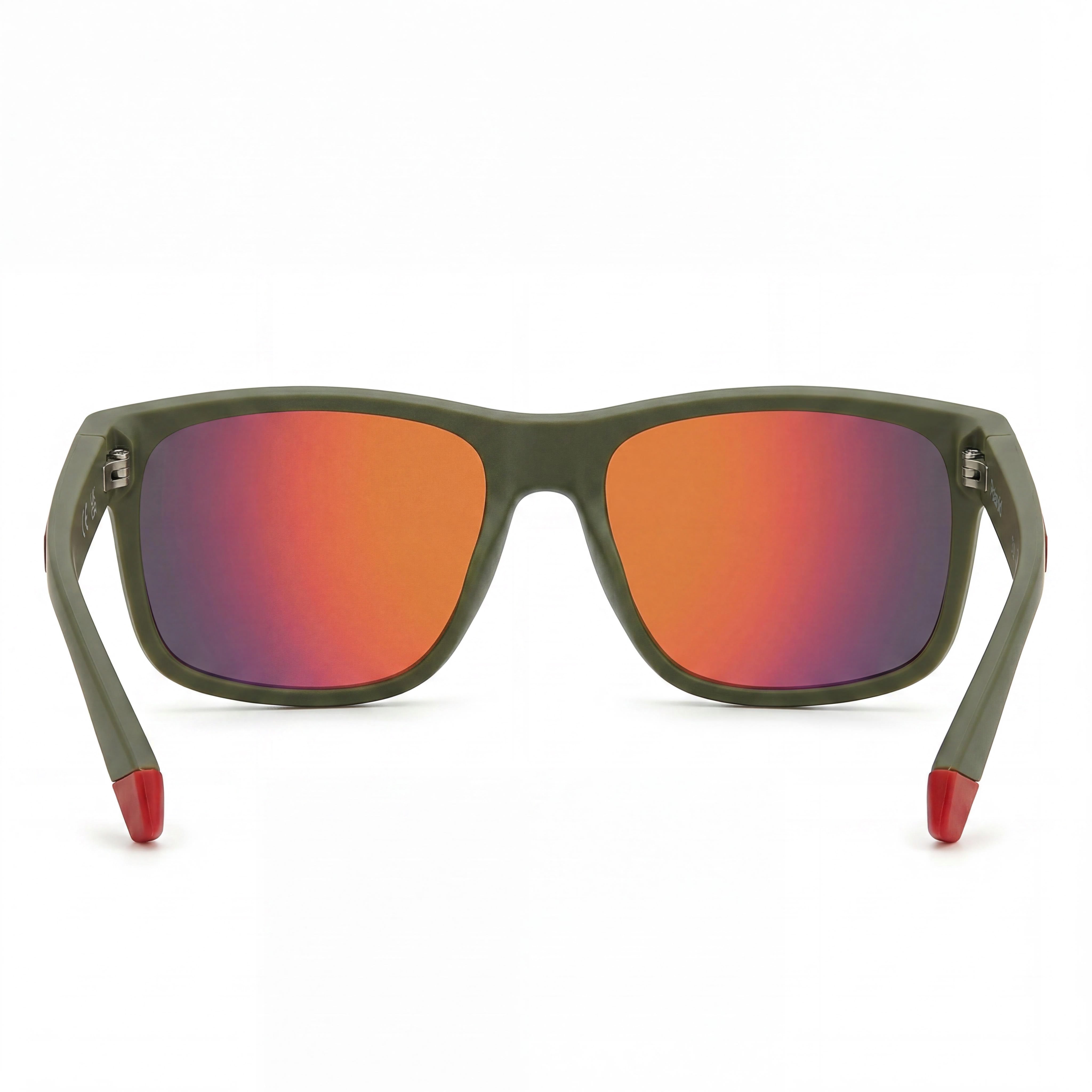 Polaroid Eyewear Casual Men's Polycarbonate Polarized Sunglasses Military Green Red Frame Red Multilayer Lenses 57mm, Photo 3