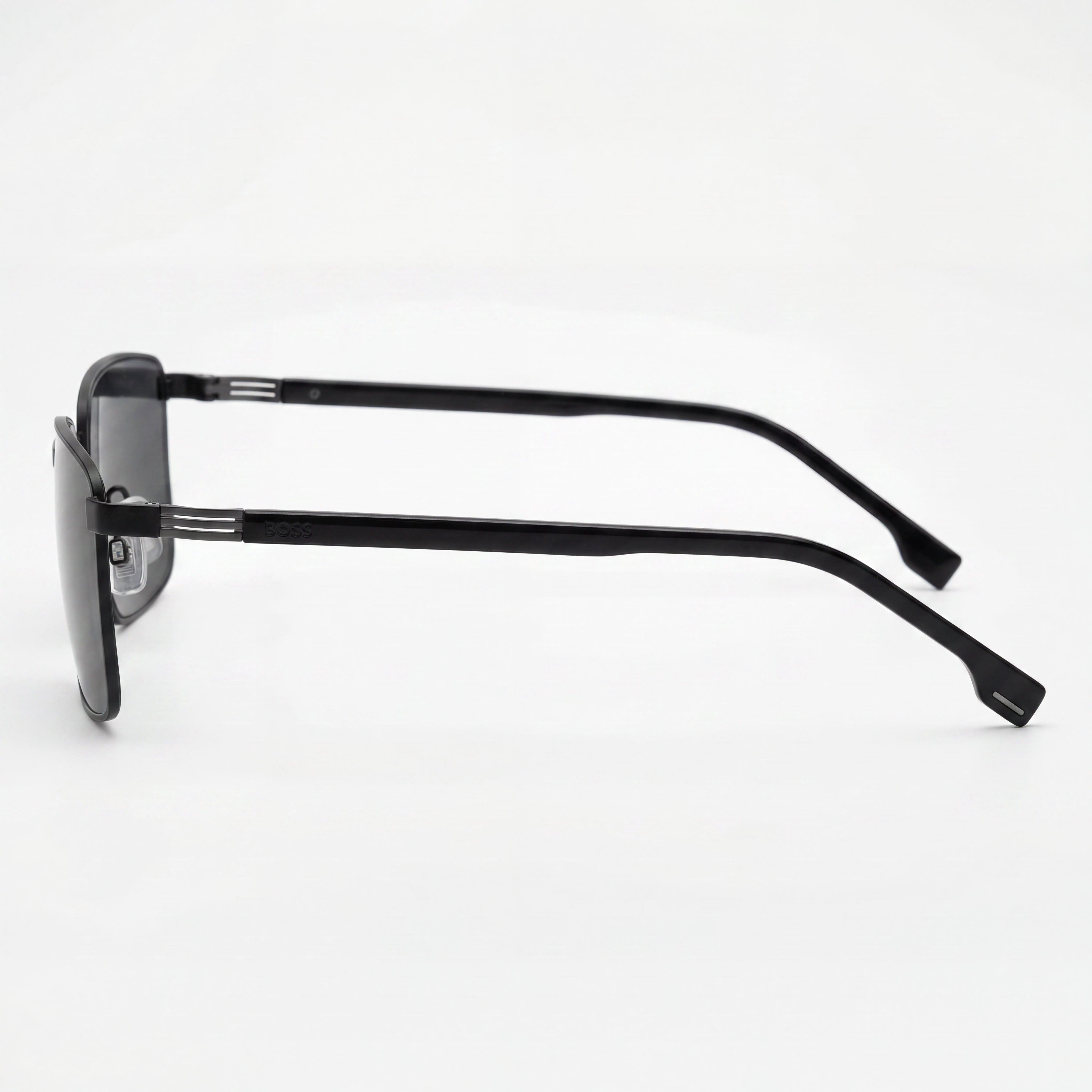 Hugo Boss Boss 1700/S Rectangular Matte Black Stainless Steel Grey Lens 100% UV Protection Sunglasses 57mm, Photo 3