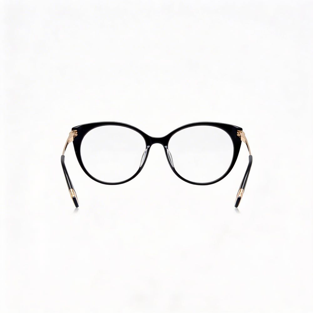 Furla VFU722 - Montura informal de acetato negro brillante para mujer con lentes de policarbonato transparente de 53 mm