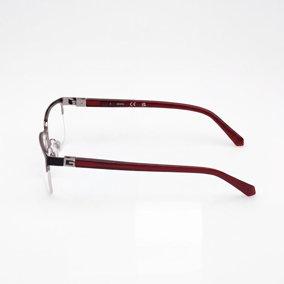 GUESS Gu50191 Gafas unisex de metal negro mate y burdeos brillante de 58 mm, Photo 3