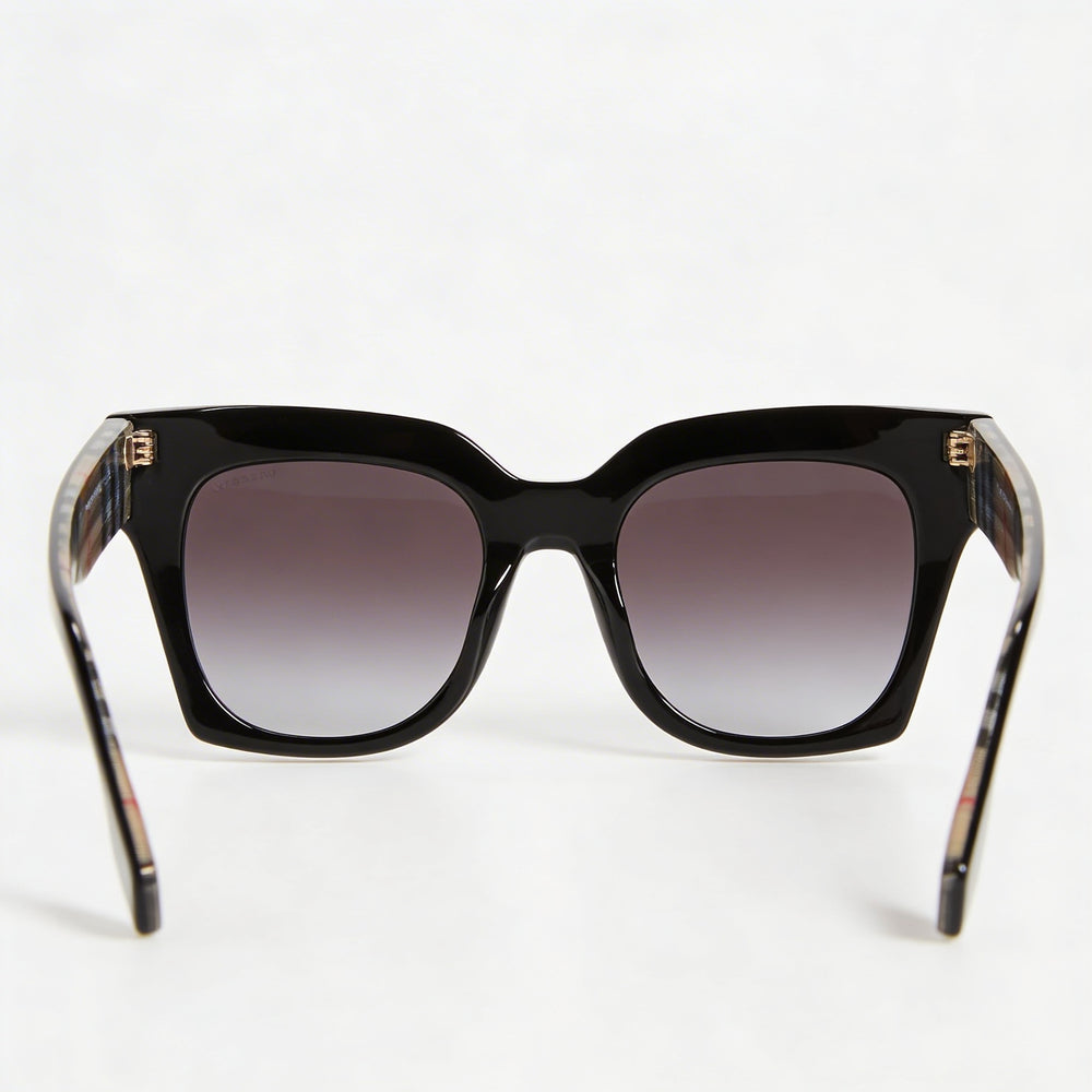 BURBERRY Women's Be4364 Kitty Black Cat-Eye Sunglasses, Black Gradient UV Protected 49mm Lenses
