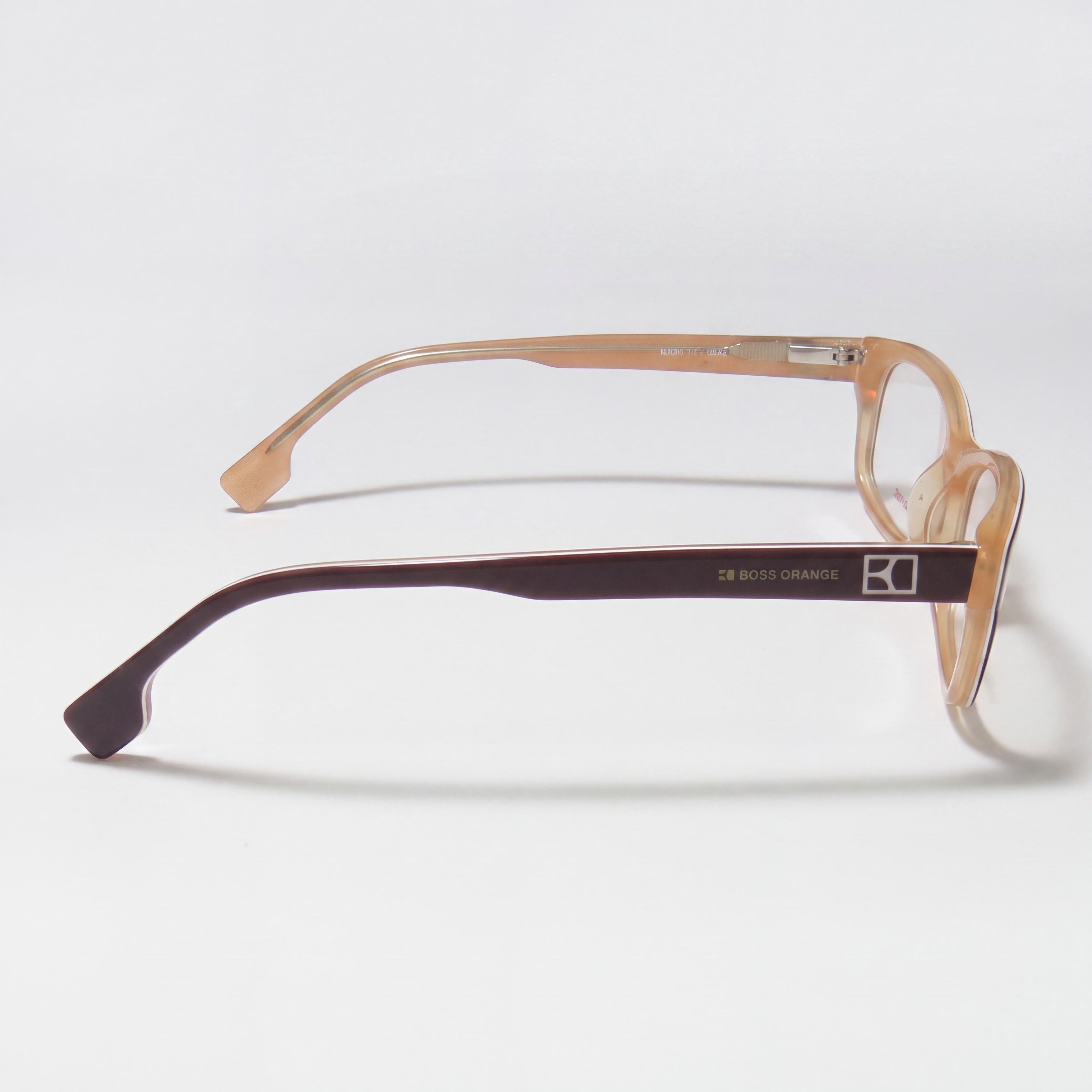 Hugo Boss 0009/N Rectangle Full Rim Plastic Frame Eyeglasses for Men and Women, Brown Ivory, Lens 52mm, Photo 2