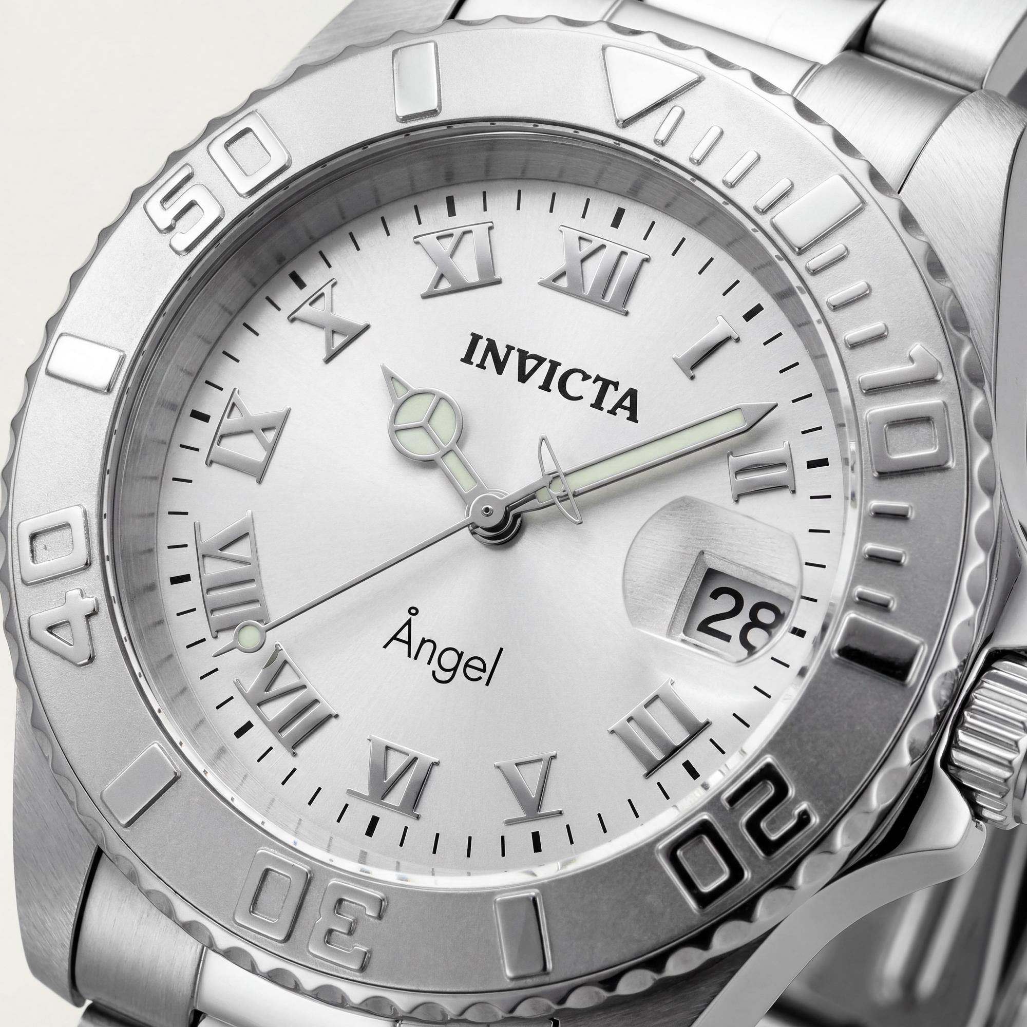Invicta Bracelet Women's Stainless Steel Silver Dial Quartz 20 Bar Water Resistant Watch with Glow In The Dark & Bezel Markings, Photo 2