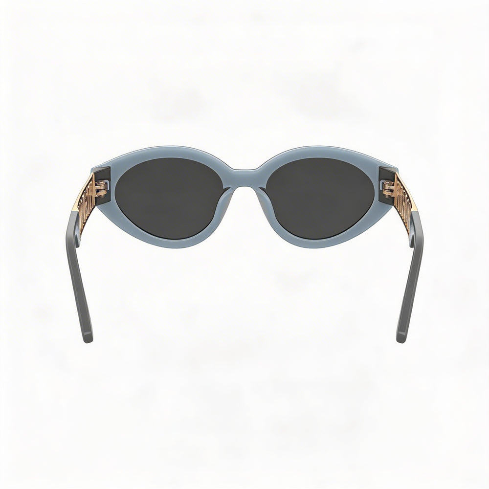 Gafas de sol Moschino informales para mujer con montura de acetato azul cielo y lentes de policarbonato grises, 51 mm de ancho de lente