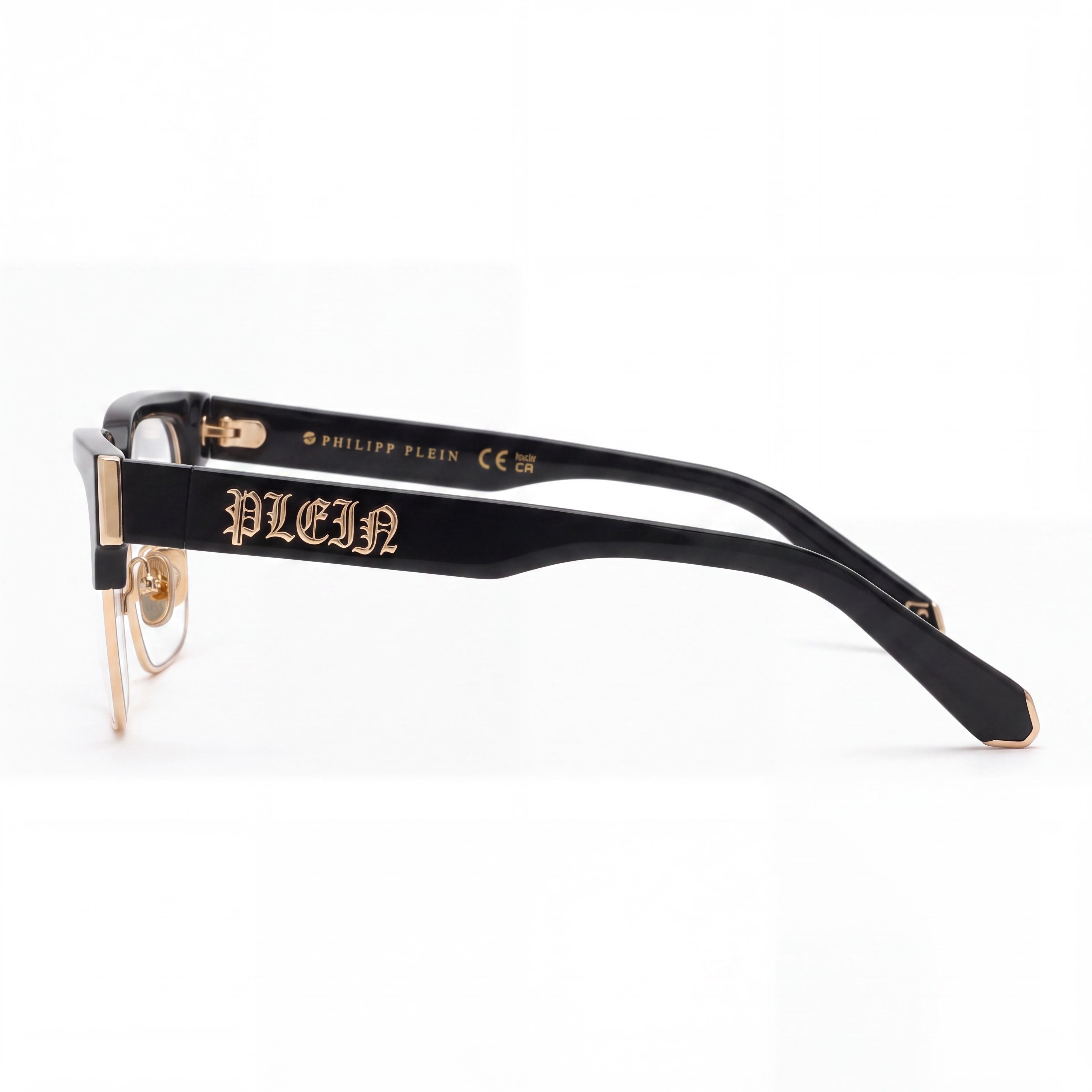 Gafas de estilo casual para hombre Philipp Plein VPP113M con montura de metal brillante en oro rosa, ancho de lente de 53 mm, Photo 3