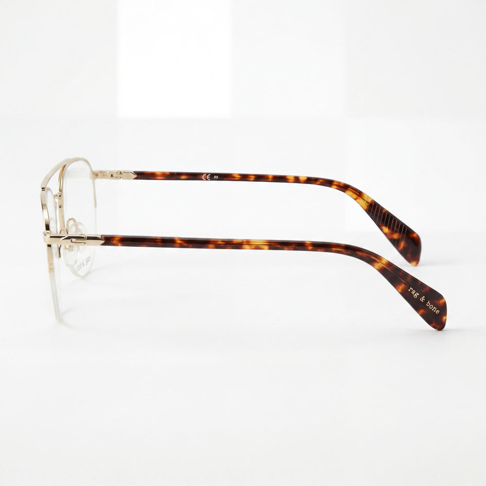 Gafas de sol Rag & Bone modernas unisex con montura de acero chapado en oro, lentes de policarbonato, 54 mm de lente, 18 mm de puente, 145 mm de patilla