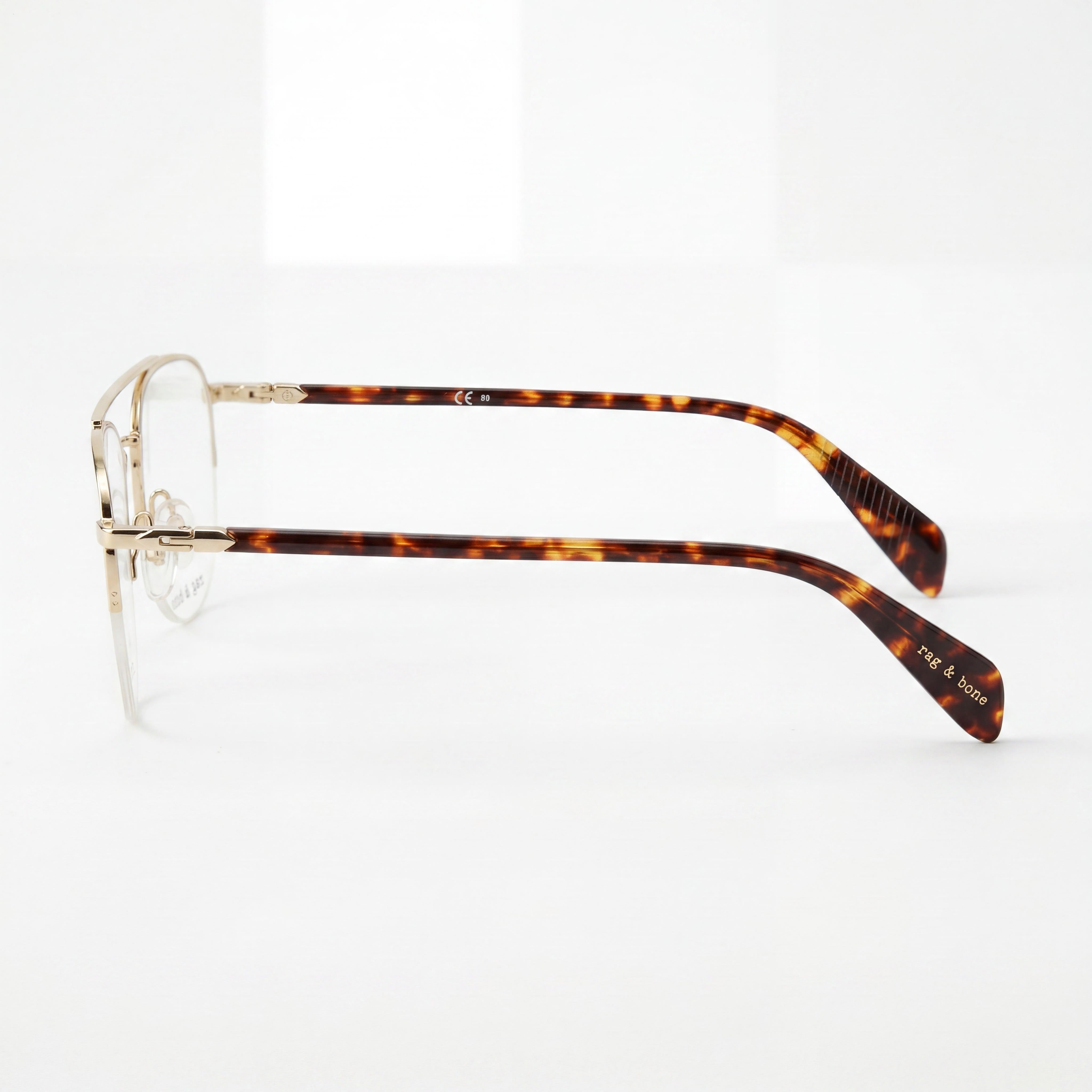 Rag & Bone Modern Unisex Gold Alloy Steel Frame Polycarbonate Lens 54mm Lens, 18mm Bridge, 145mm Temple Sunglasses, Photo 2