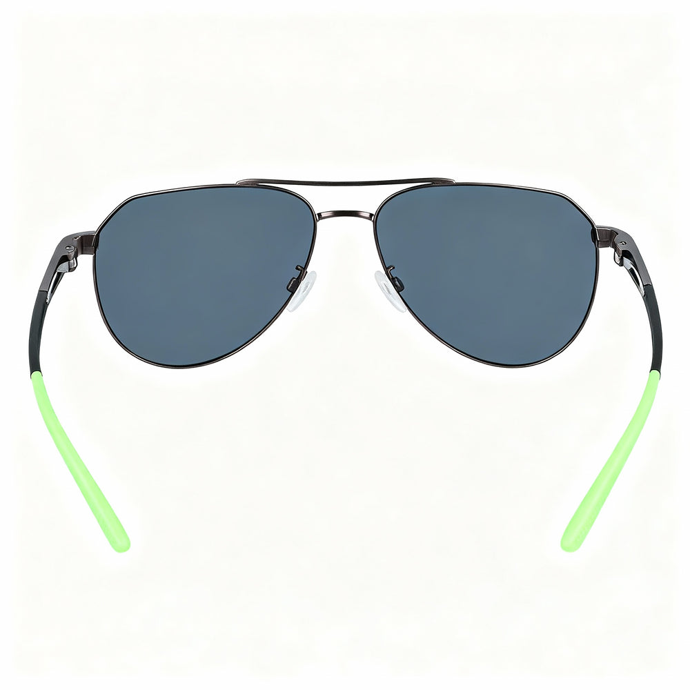 Nike Club Nine Unisex Satin Gunmetal Grey Metal Pilot Sunglasses with Grey Lens, 60-15-140mm
