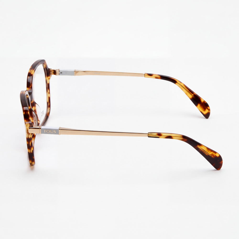 Montura de gafas unisex TOUS Vtob33 rectangular de acetato y metal en color habana marrón/amarillo brillante 53mm