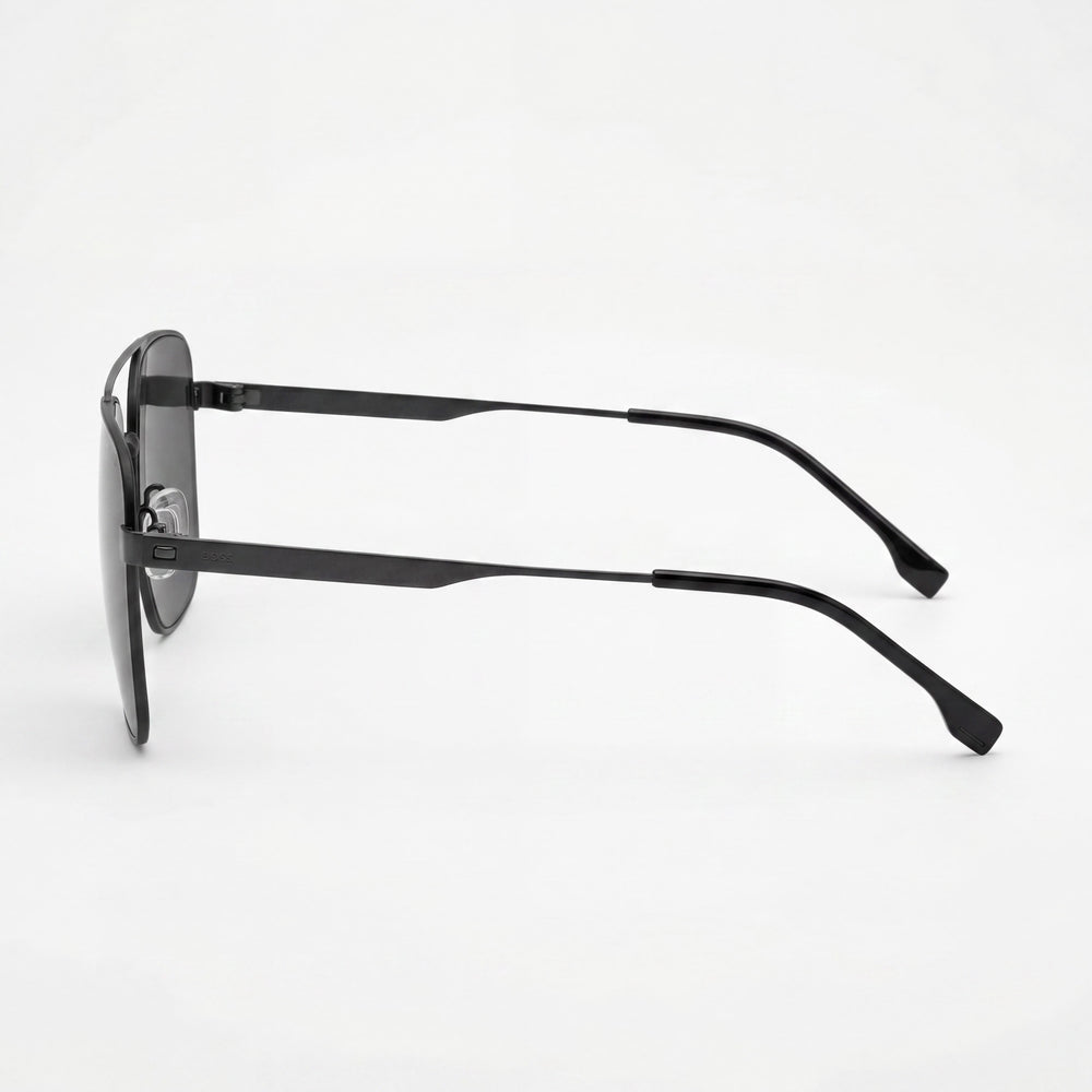 Gafas de sol de Hugo Boss para mujer, de acero inoxidable casual, color rutenio mate, lentes gris oscuro, 100% protección UV, 58 mm