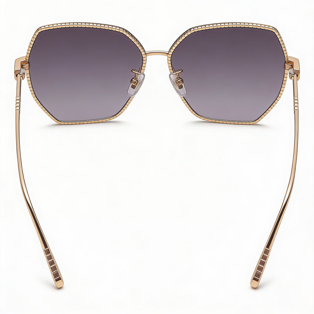 Gafas de sol Chopard casuales para mujer, marco de titanio y oro rosa, lentes no polarizadas con protección UV y degradado de humo de 59 mm