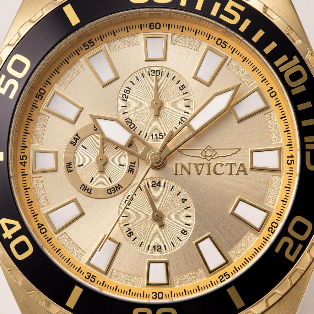 Reloj Invicta Pro Diver 47577 unisex con cronógrafo de acero inoxidable en tono dorado y pulsera de cuarzo de 46 mm