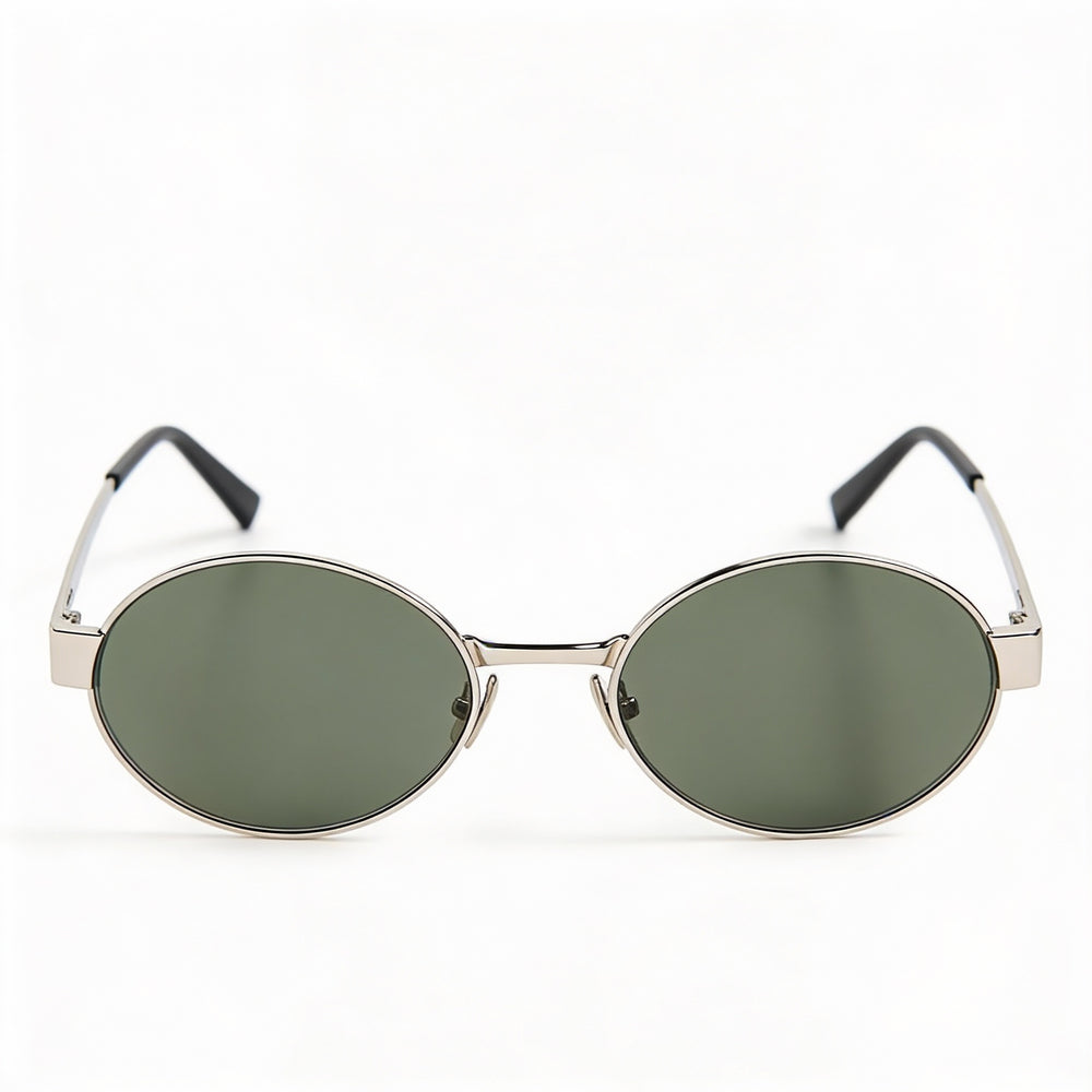 Gafas de sol Saint Laurent Casual para mujer, redondas, no polarizadas, con montura metálica, color gris plateado, de 53 mm