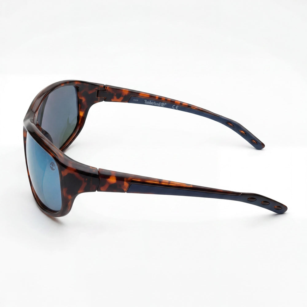 Timberland Men's Rectangle Wrap Plastic Frame & Lens Polarized UV Protection Sunglasses - Dark Havana Frame, Smoke Lens, 65mm
