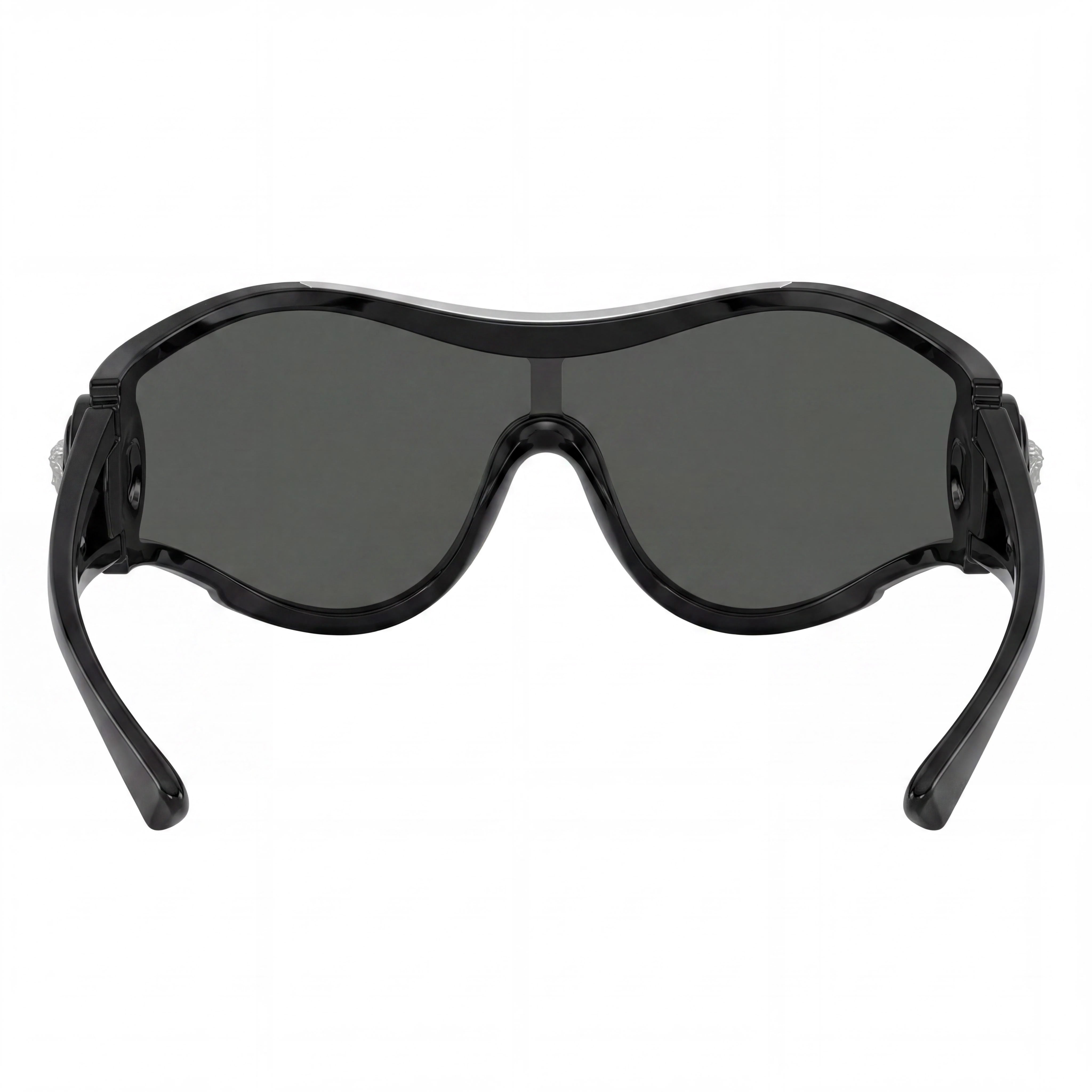 Gafas Versace Classic unisex de acetato negro con montura gris oscuro y lentes gris oscuro de 42 mm, Photo 4