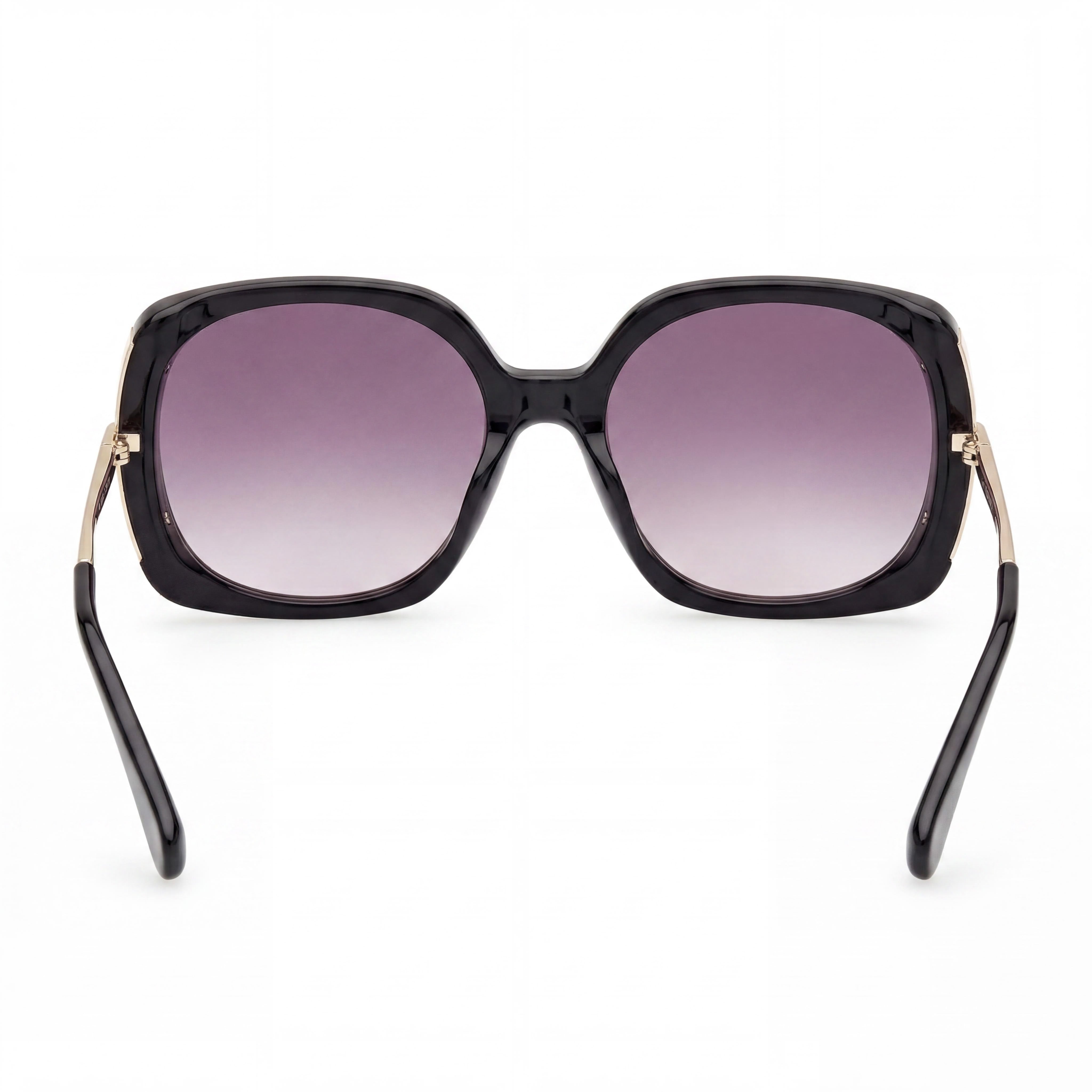 Gafas de sol para mujer MaxMara MM0079 con montura de acetato negro brillante y lentes negras brillantes 58-19-135, Photo 4