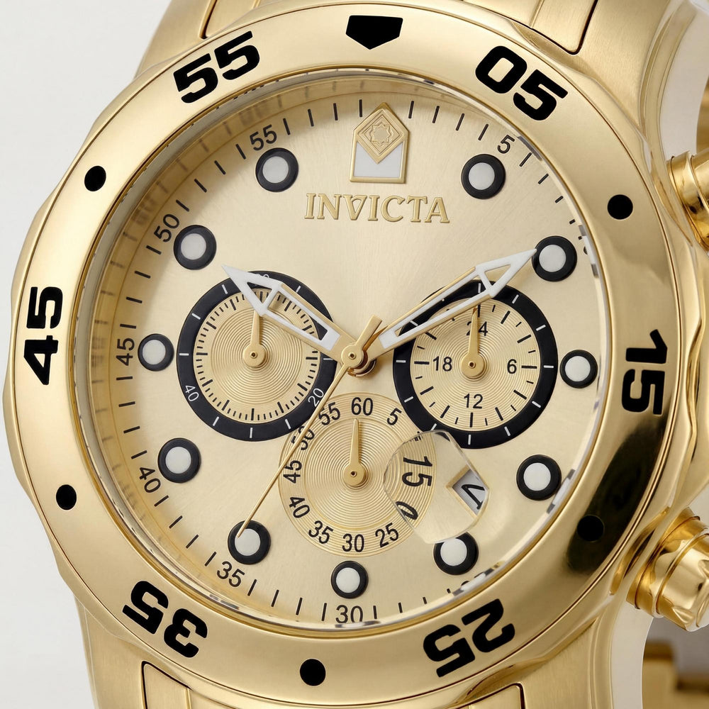 Reloj Invicta Diver de cuarzo unisex, cronógrafo de acero inoxidable chapado en oro de 18 quilates, resistente al agua hasta 200 m.