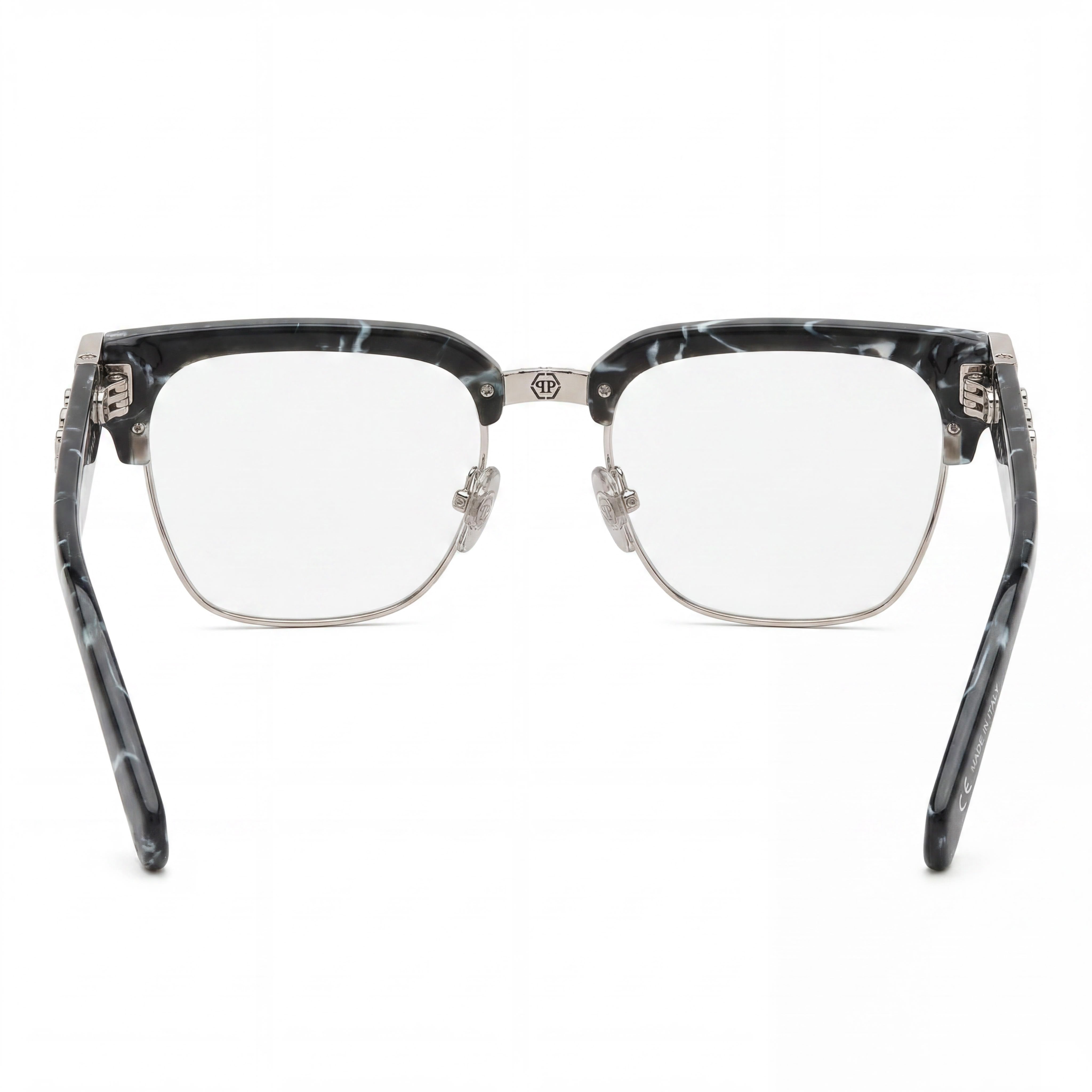 Philipp Plein Vpp113m - Gafas sin graduar de metal transparente brillante de color gris para hombre, lente de 53 mm / puente de 18 mm, Photo 3
